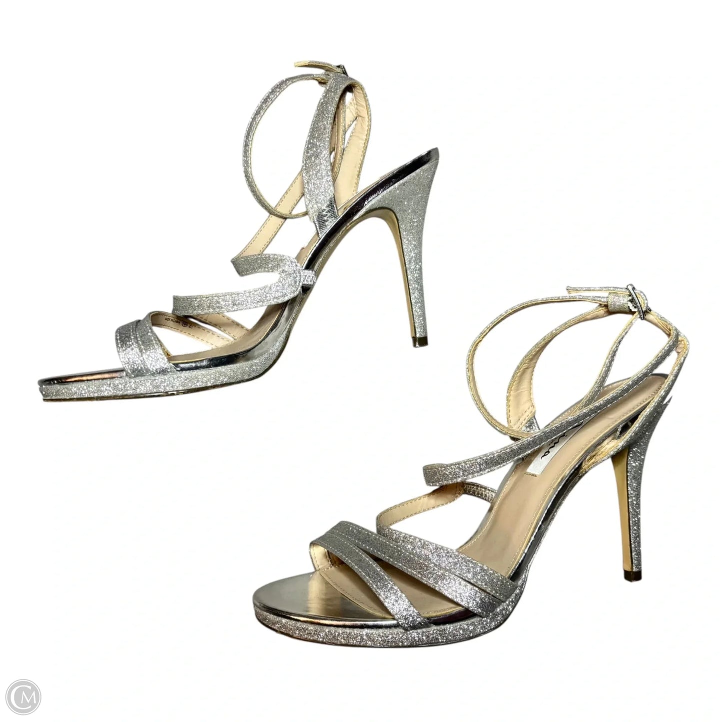 Sandals Heels Stiletto By Nina In Silver, Size: 10