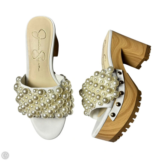 Sandals Heels Platform By Jessica Simpson In White, Size: 5