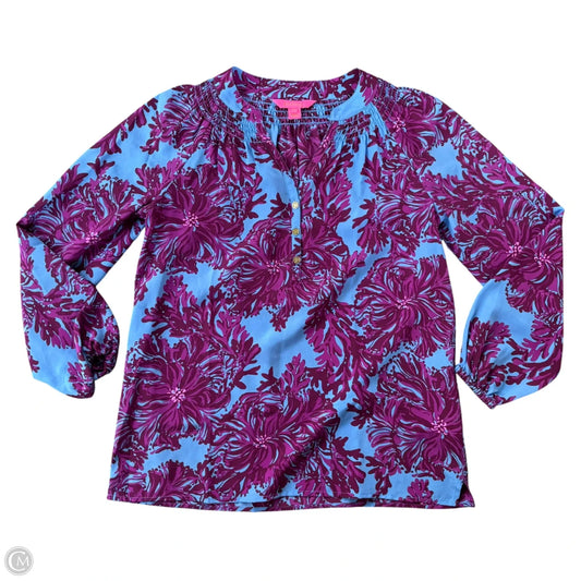Top Long Sleeve Designer By Lilly Pulitzer In Blue & Purple, Size: Xs