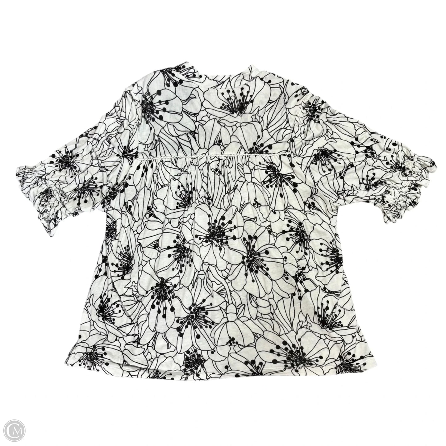 Top 3/4 Sleeve By Blank London In Black & White, Size: L