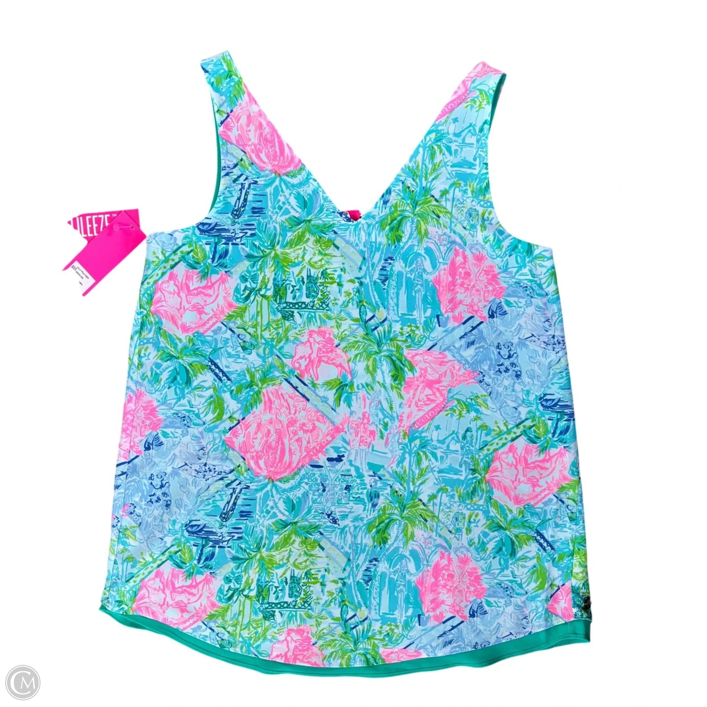 Top Sleeveless Designer By Lilly Pulitzer In Green & Pink, Size: Xxs