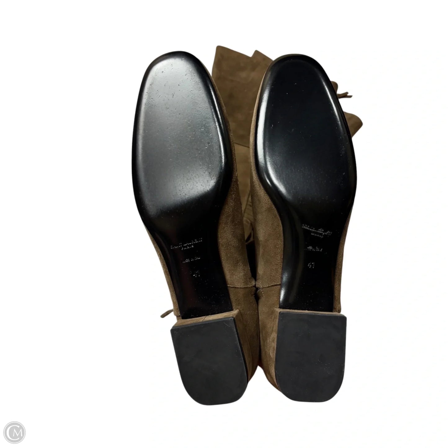 Boots Luxury Designer By Yves Saint Laurent In Brown, Size: 10.5