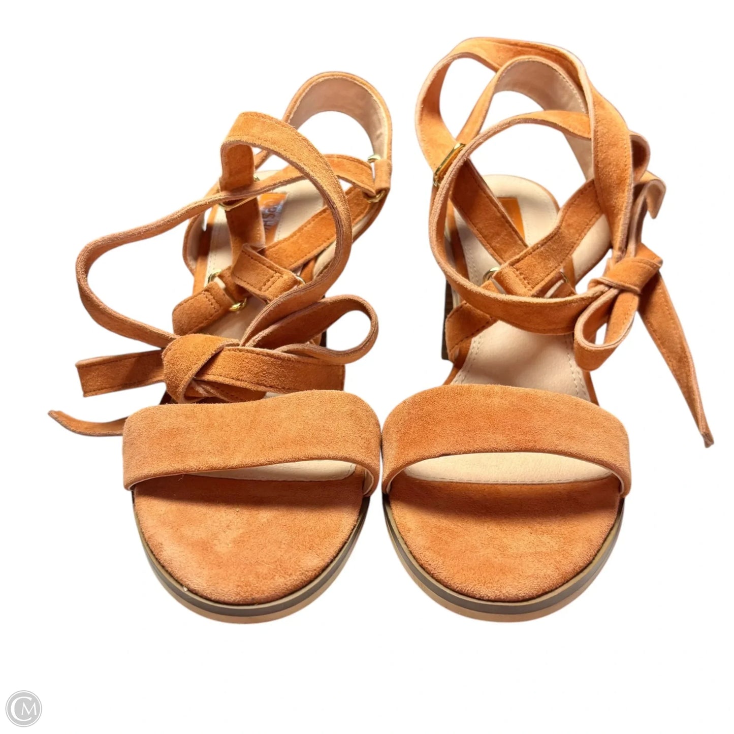 Sandals Heels Block By Topshop In Orange, Size: 7.5