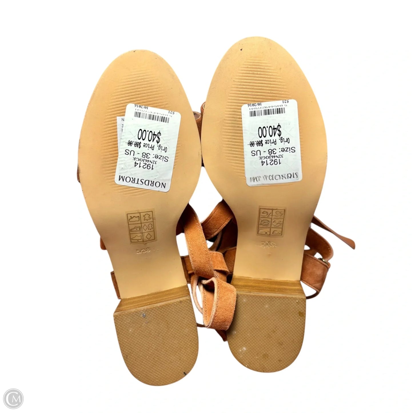 Sandals Heels Block By Topshop In Orange, Size: 7.5