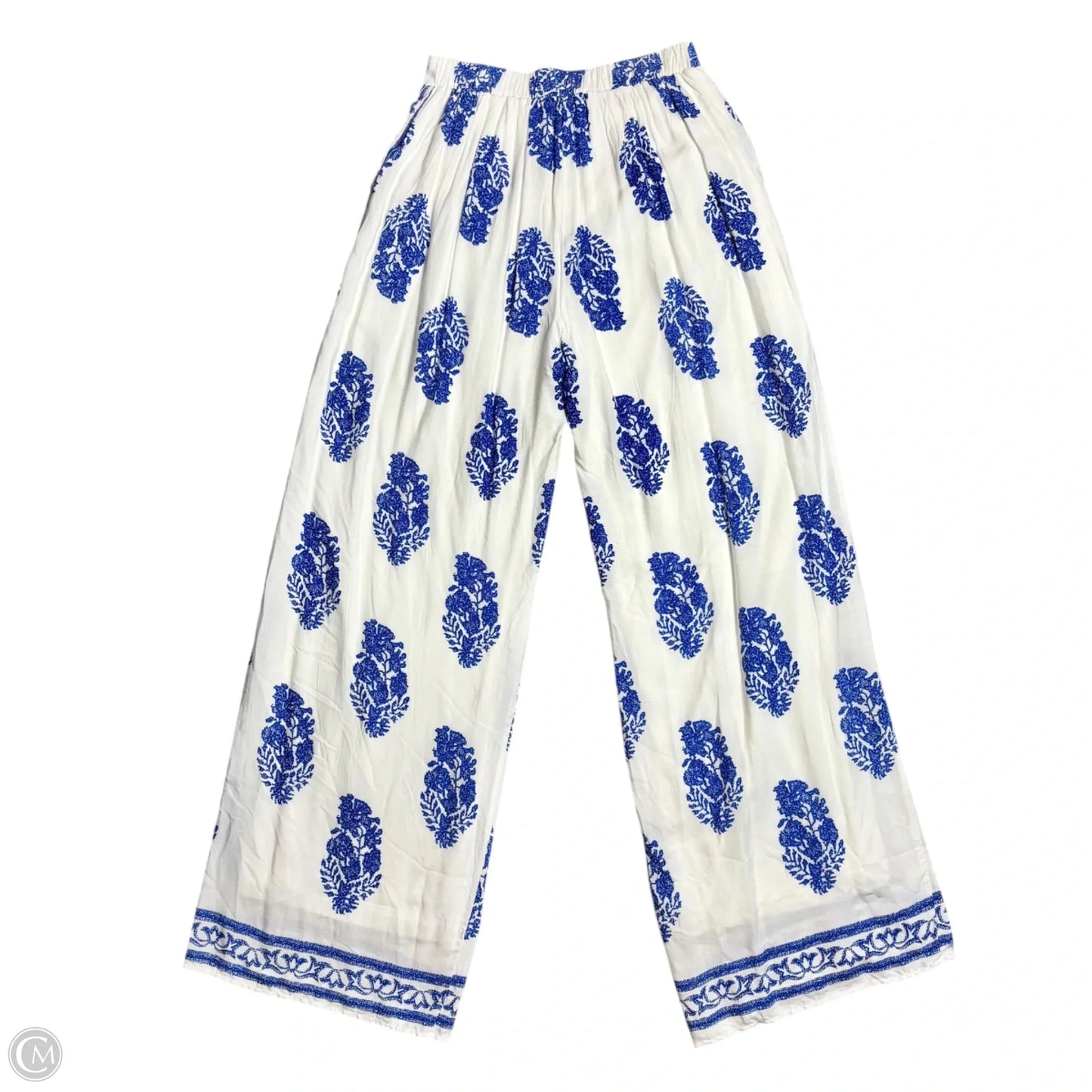 Pants Wide Leg By Dress Day In Blue & White, Size: M
