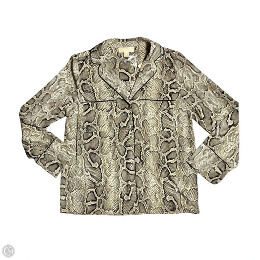 Top Long Sleeve By Michael By Michael Kors In Snakeskin Print, Size: M
