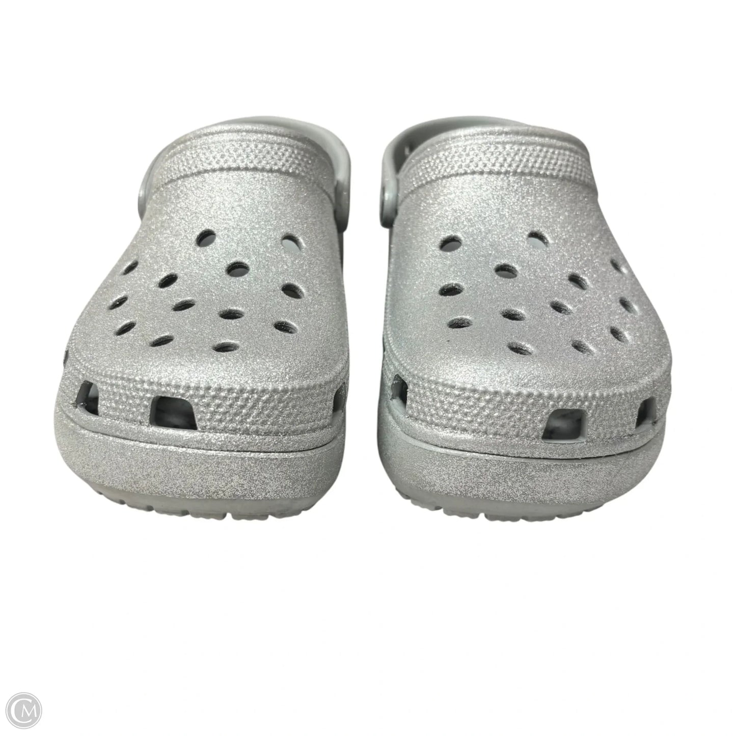 Shoes Flats By Crocs In Silver, Size: 8
