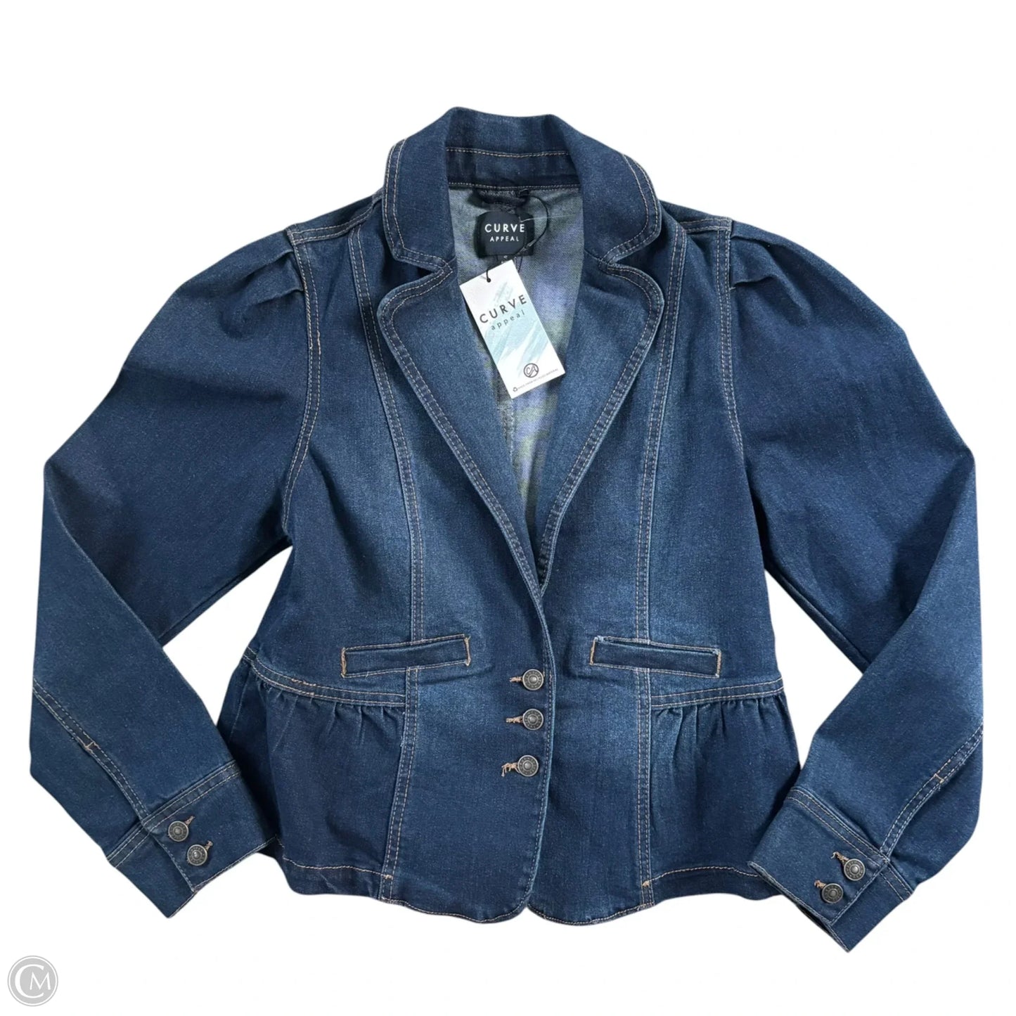 Jacket Denim By Curve Appeal In Blue Denim, Size: S