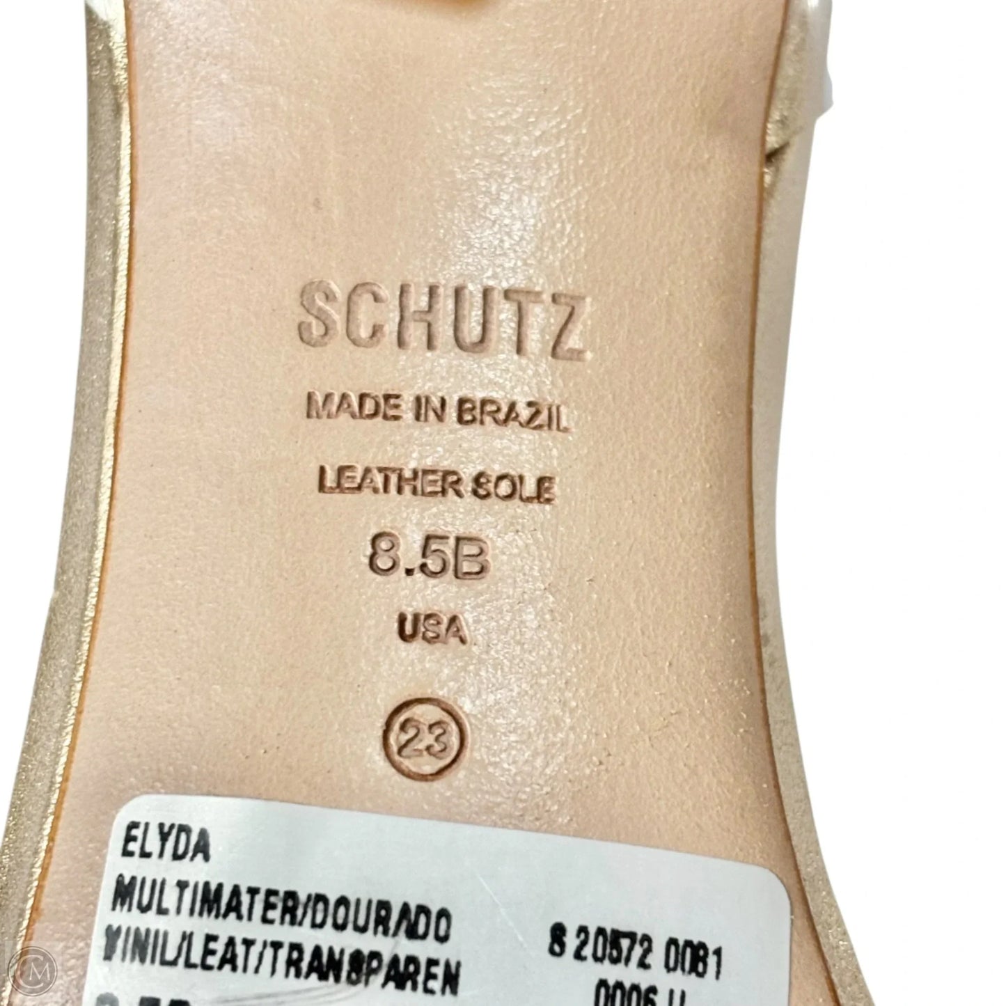 Sandals Heels Stiletto By Schutz In Gold, Size: 8.5