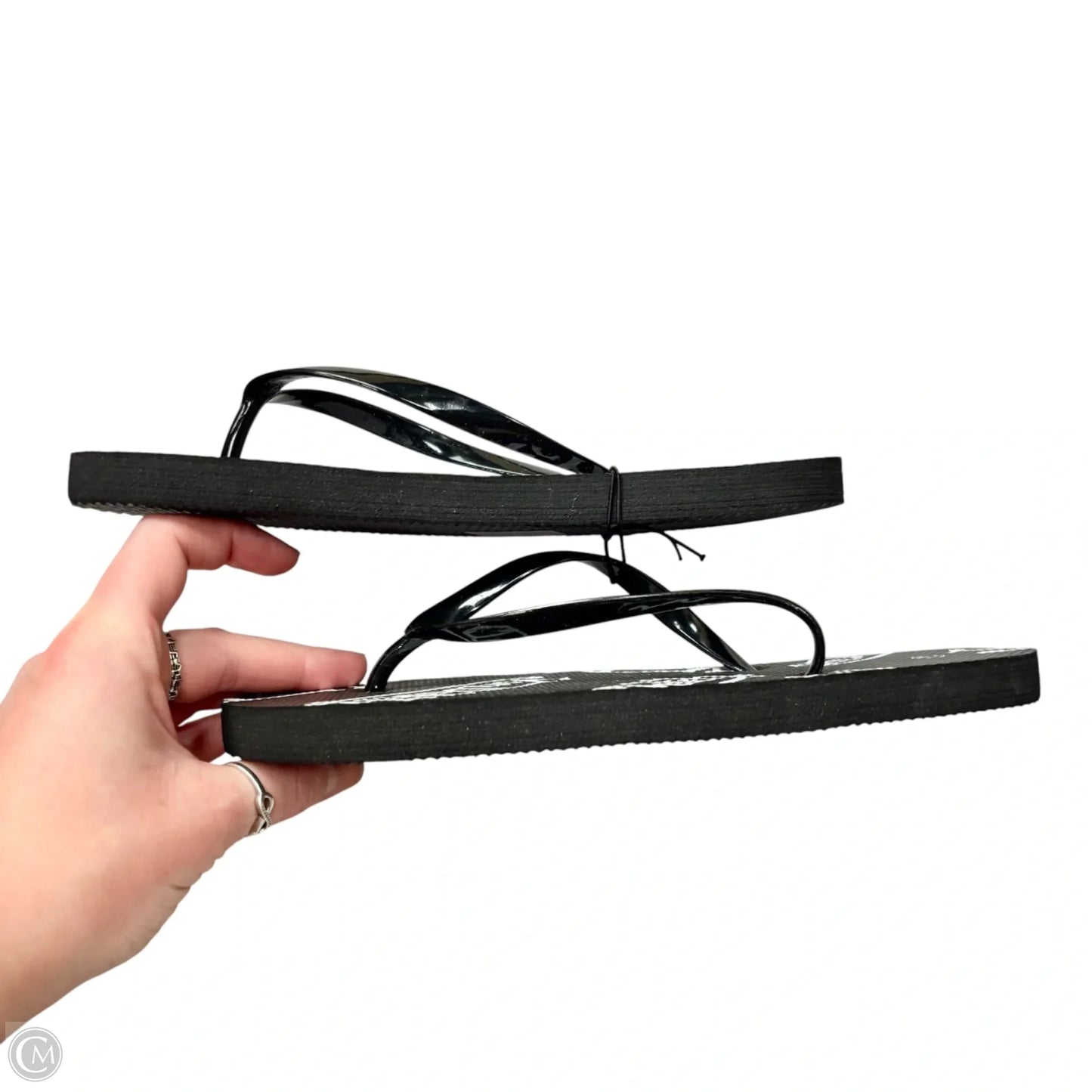 Sandals Flip Flops By Von Dutch In Black & White, Size: 7