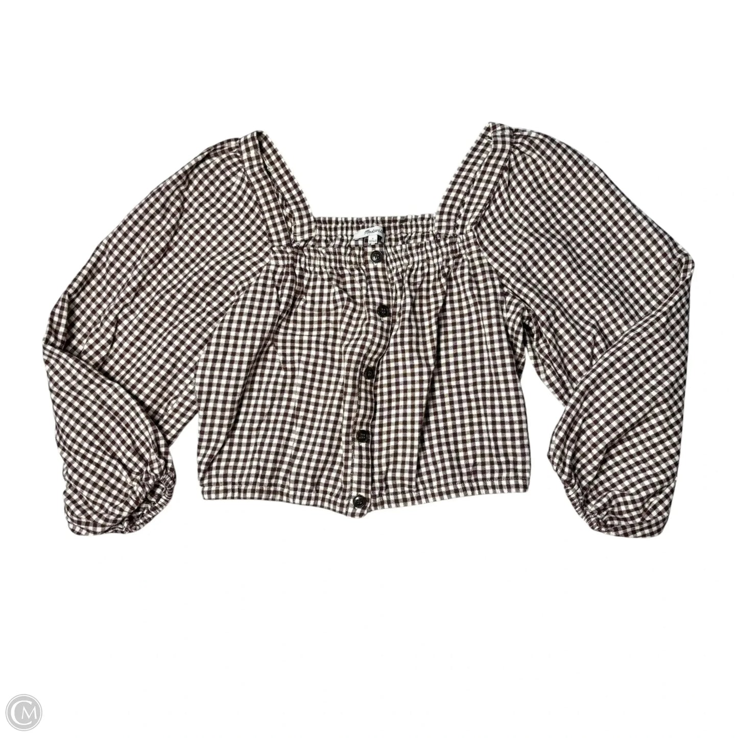 Top Long Sleeve By Madewell In Checkered Pattern, Size: S
