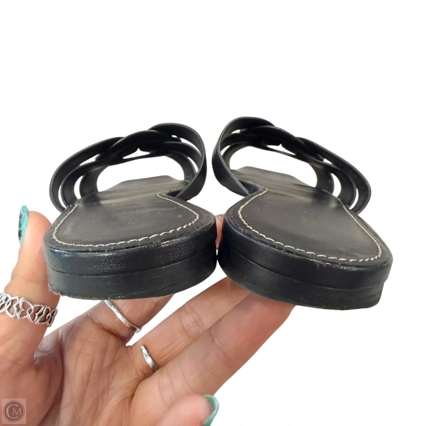 Sandals Luxury Designer By Yves Saint Laurent In Black, Size: 9.5