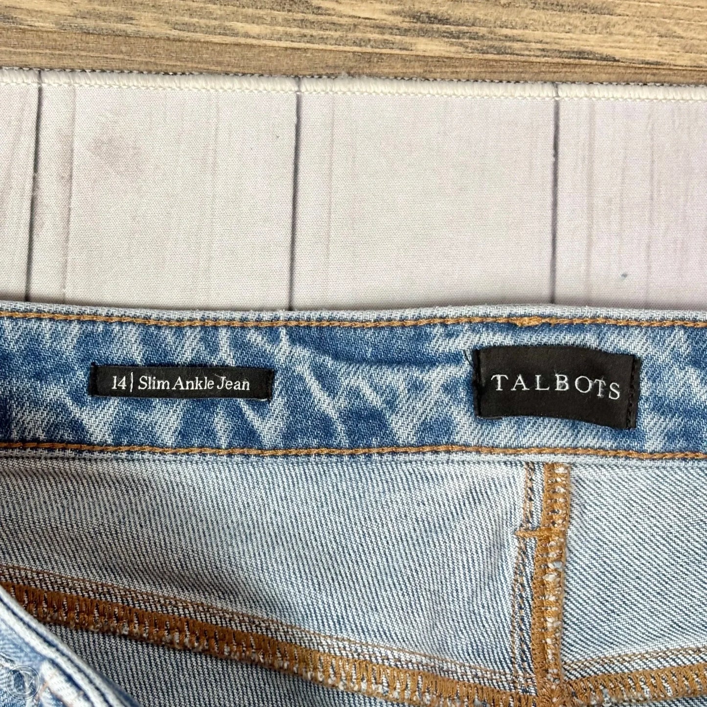 Jeans Straight By Talbots In Blue Denim, Size: 14
