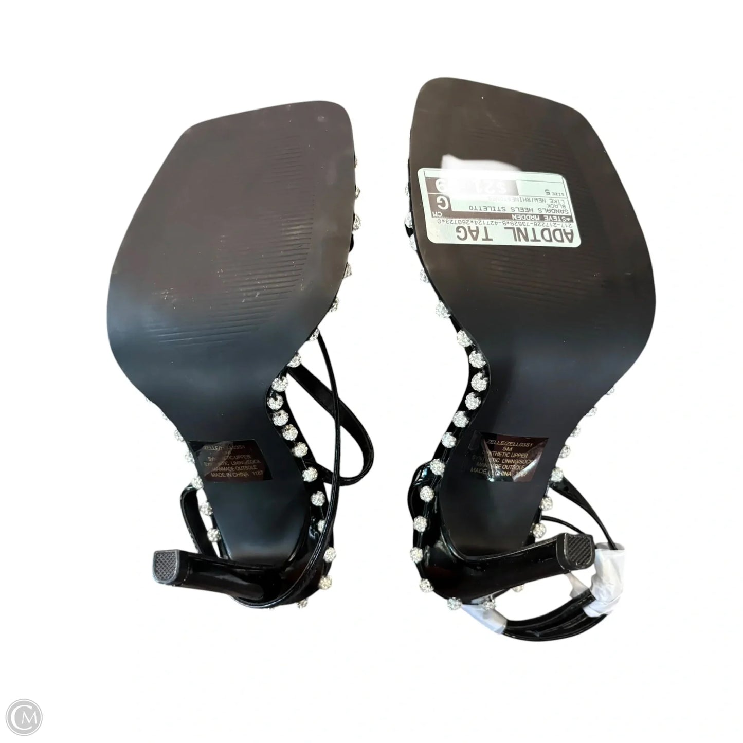 Sandals Heels Stiletto By Steve Madden In Black, Size: 5