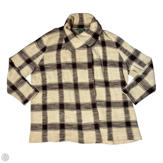 Sweater Cardigan By Lauren By Ralph Lauren In Plaid Pattern, Size: 3x