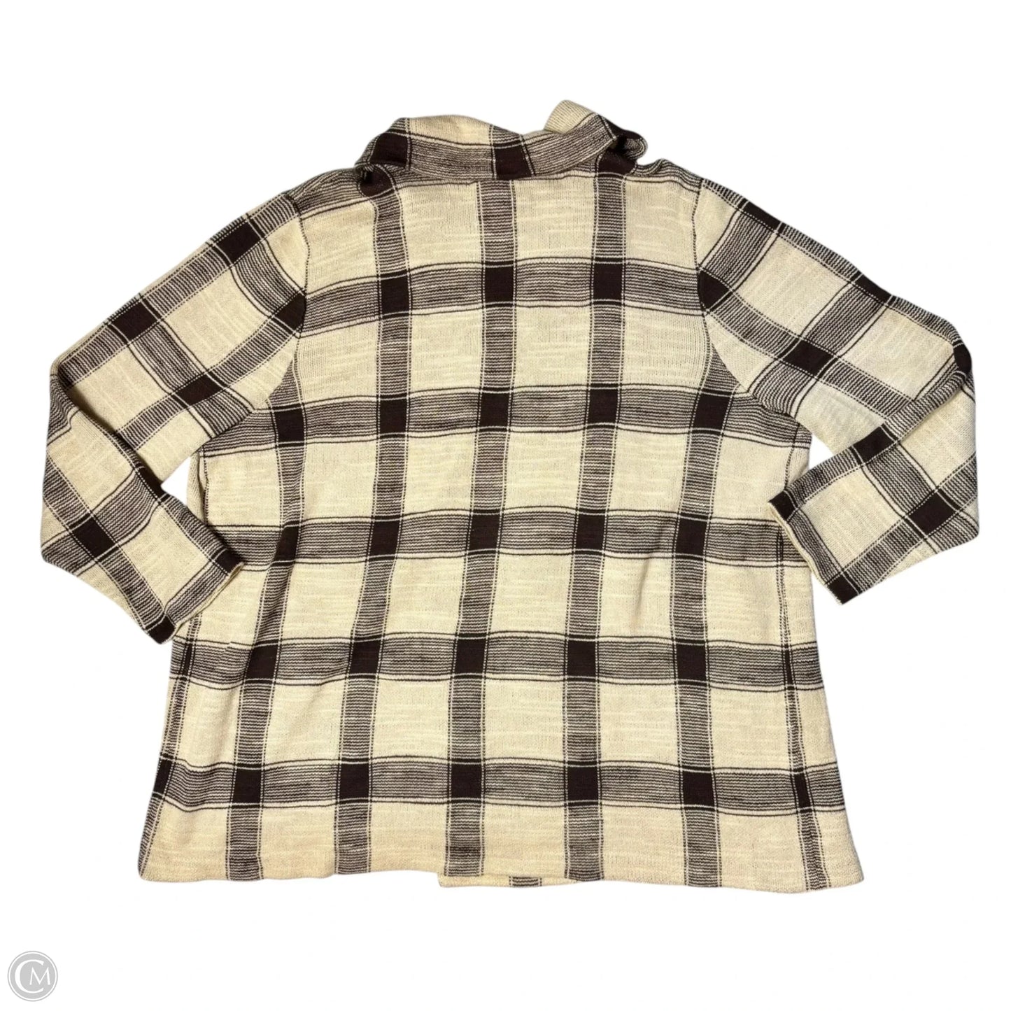Sweater Cardigan By Lauren By Ralph Lauren In Plaid Pattern, Size: 3x