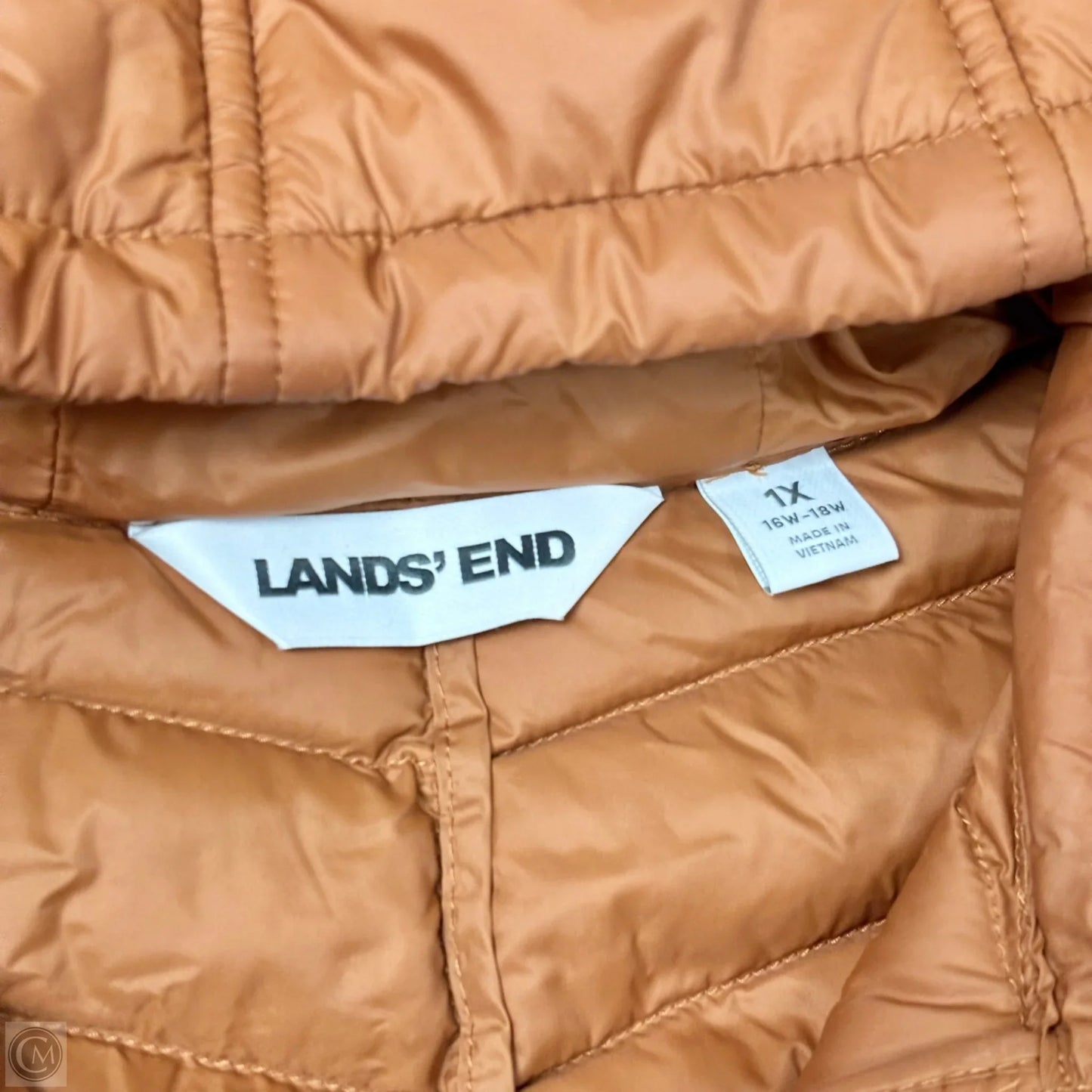 Jacket Puffer & Quilted By Lands End In Brown, Size: 1x