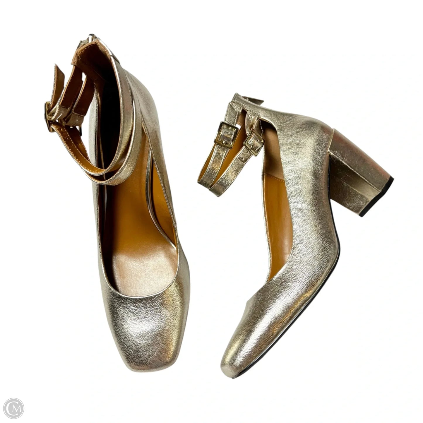 Shoes Heels Block By H For Halston In Gold, Size: 9.5