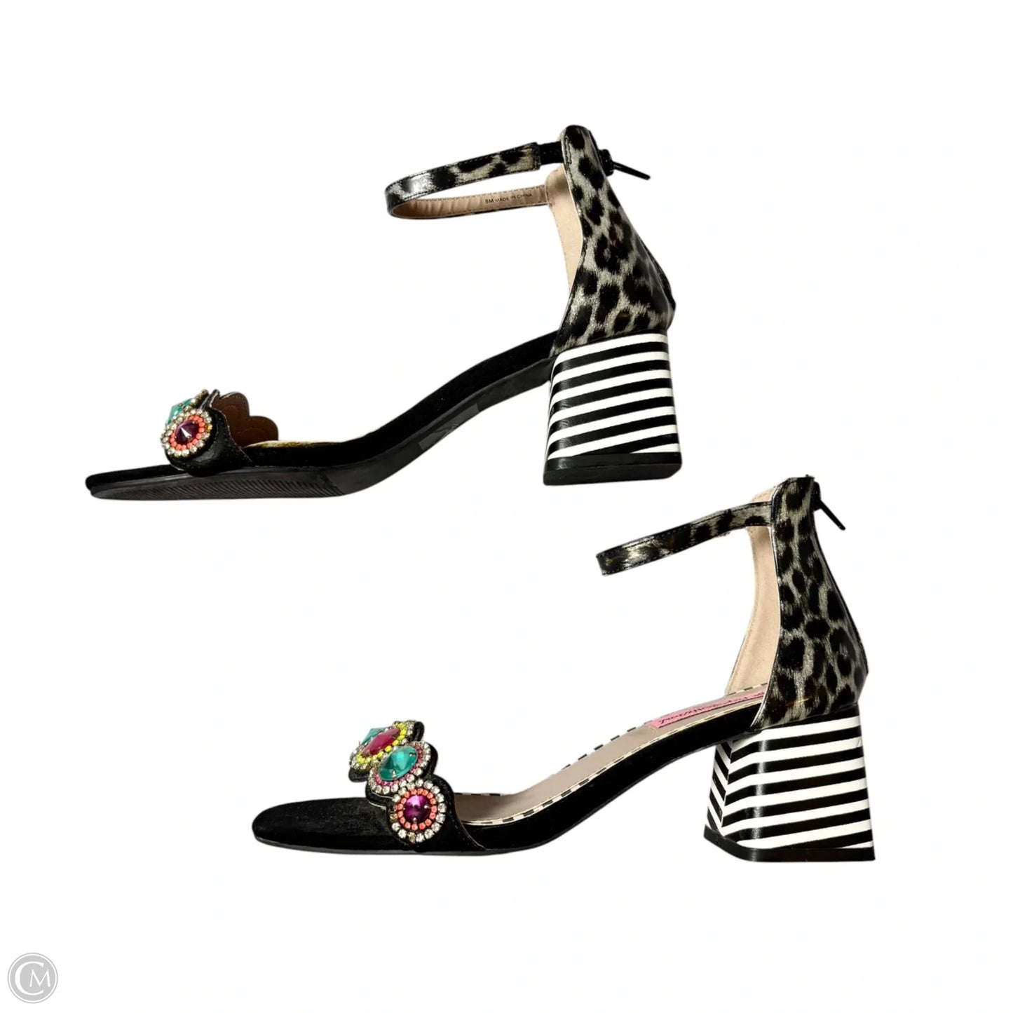 Sandals Heels Block By Betsey Johnson In Striped Pattern, Size: 8