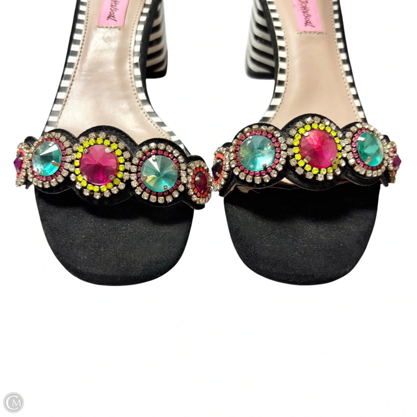 Sandals Heels Block By Betsey Johnson In Striped Pattern, Size: 8