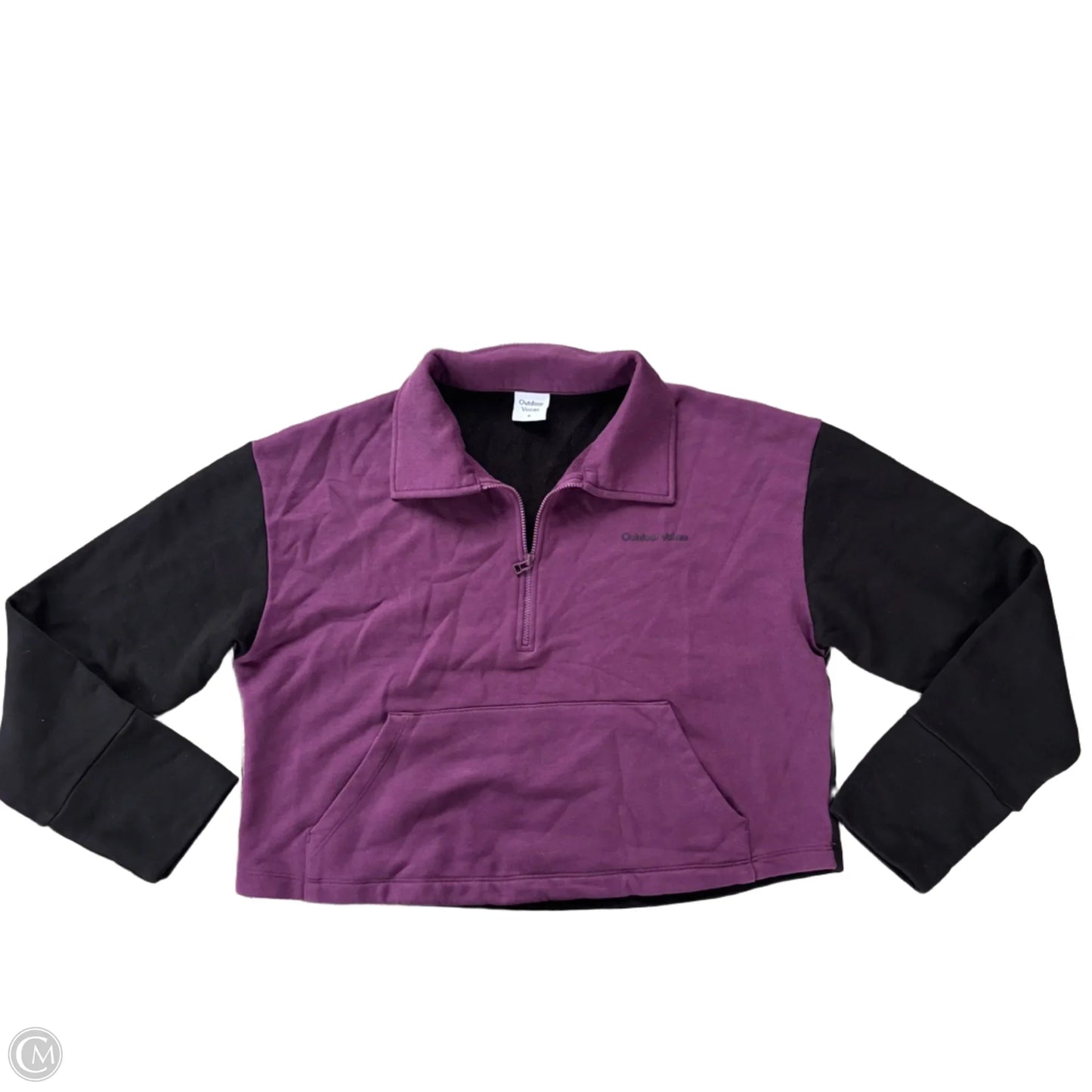 Athletic Sweatshirt Collar By Outdoor Voices In Black & Purple, Size: M