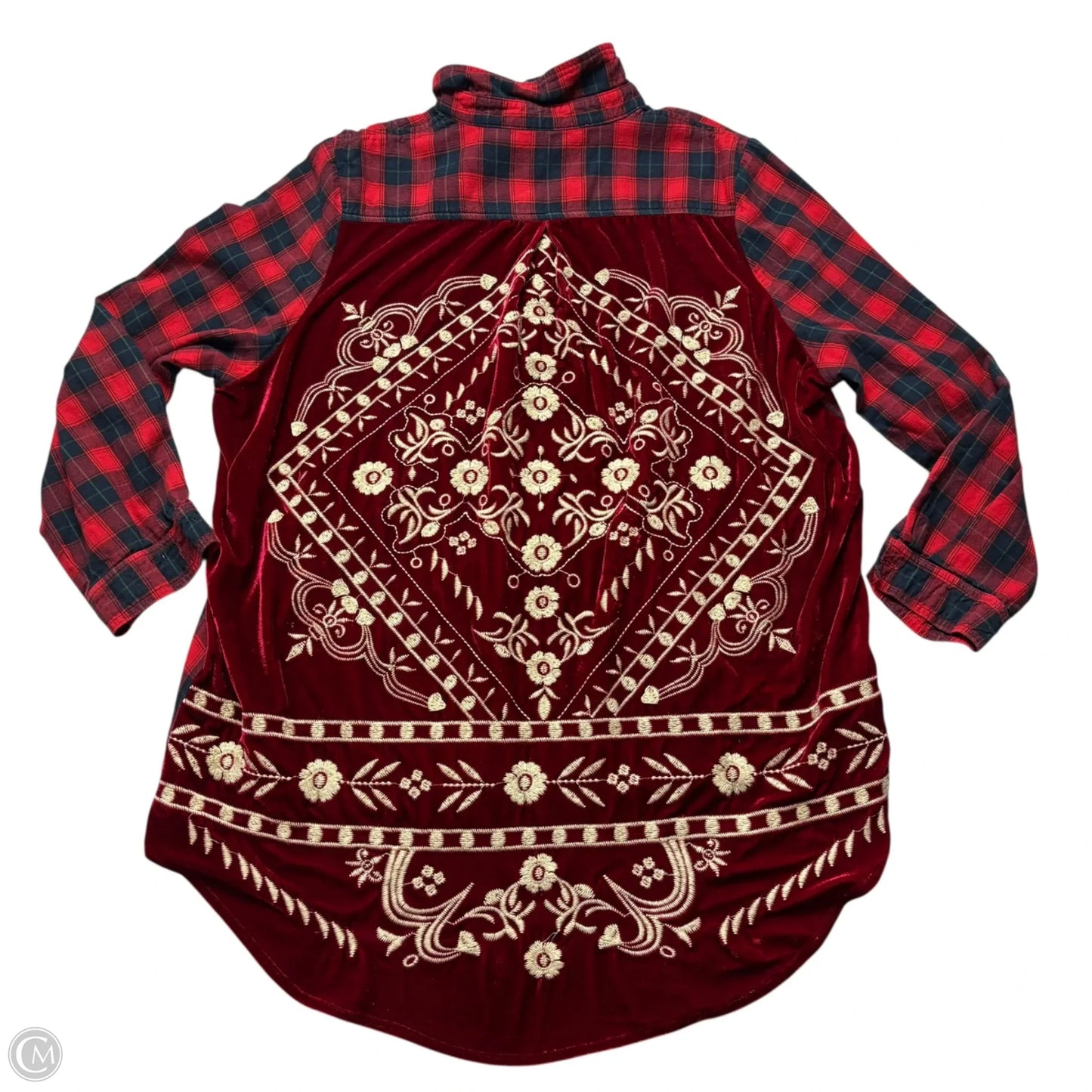 Top Long Sleeve By Paparazzi In Plaid Pattern, Size: 2x