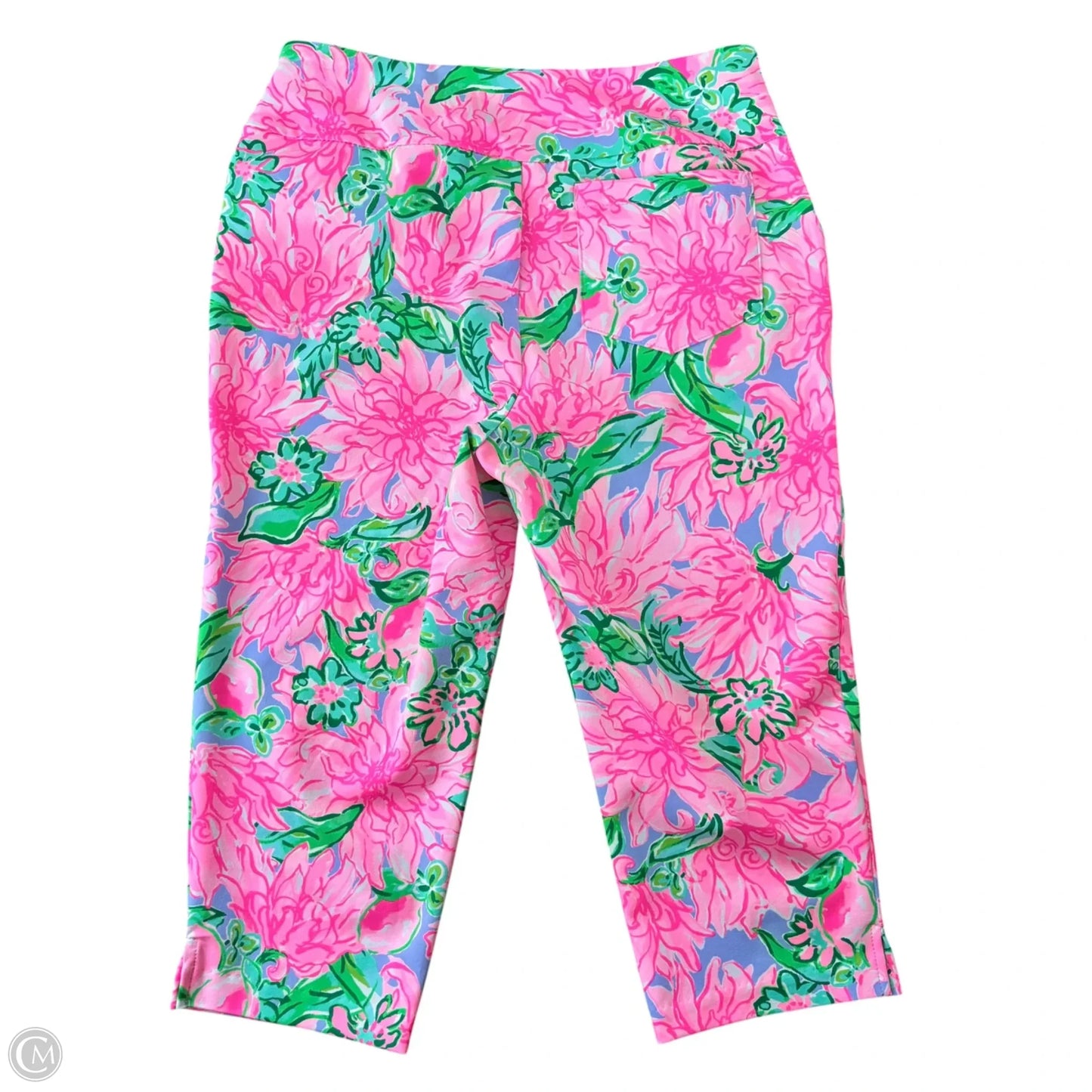 Capris Designer By Lilly Pulitzer In Green & Pink, Size: 8