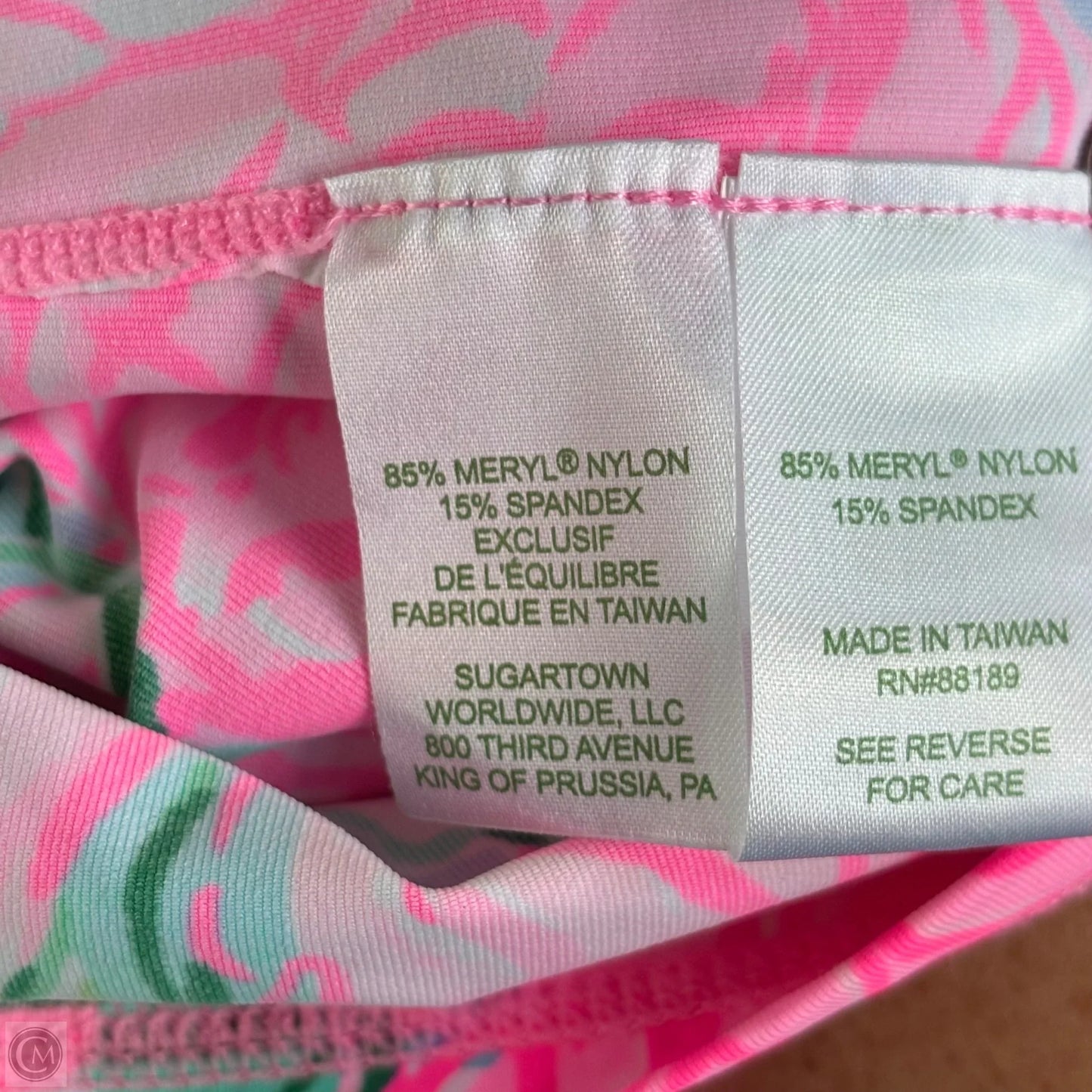 Top Long Sleeve Designer By Lilly Pulitzer In Green & Pink, Size: L
