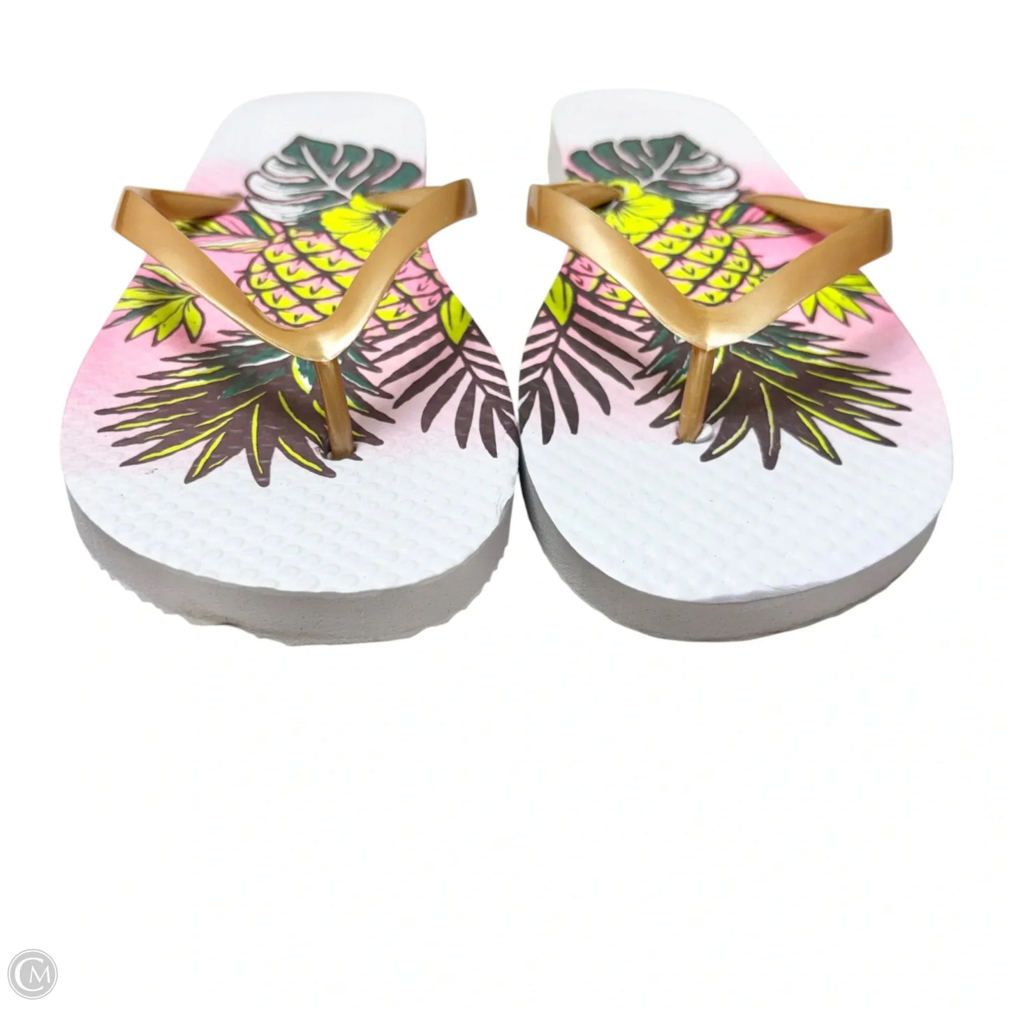 Sandals Flip Flops In Tropical Print, Size: 7.5
