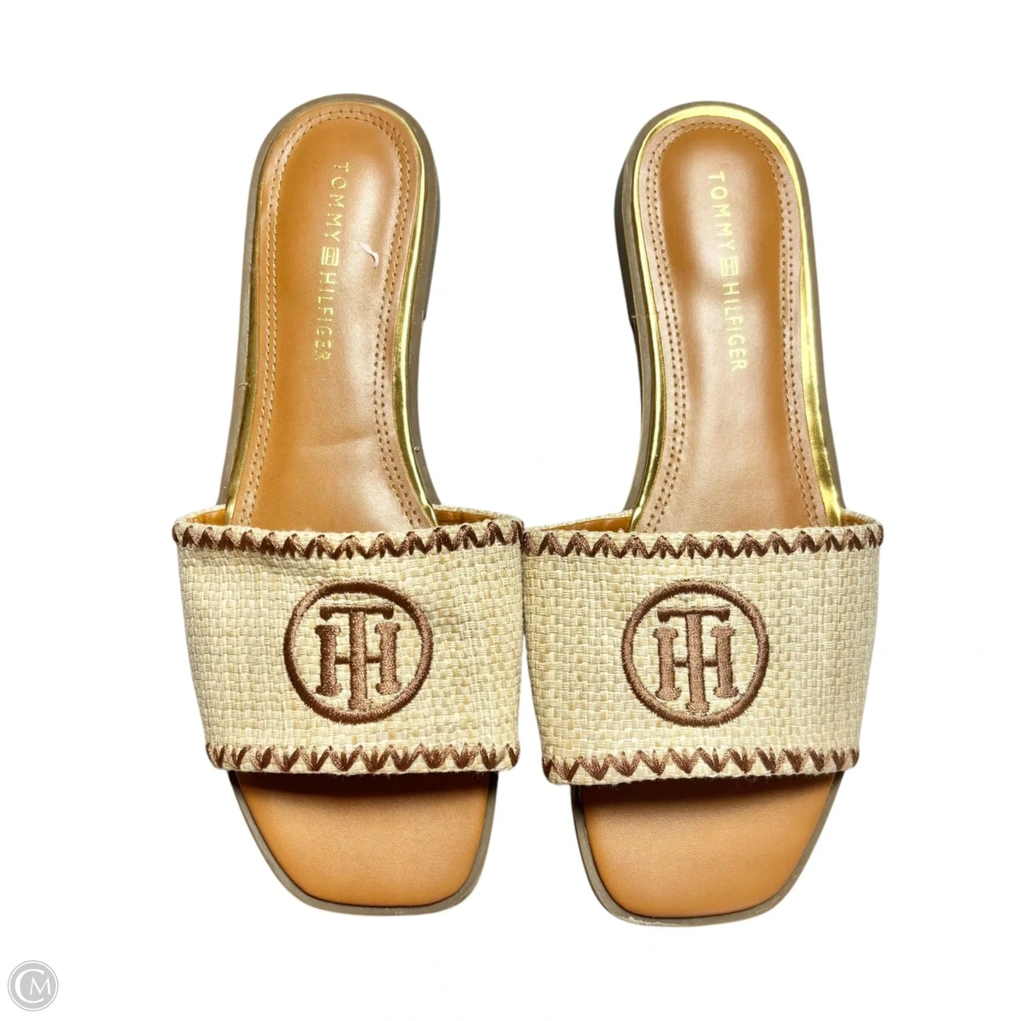 Sandals Flats By Tommy Hilfiger In Brown & Cream, Size: 8.5