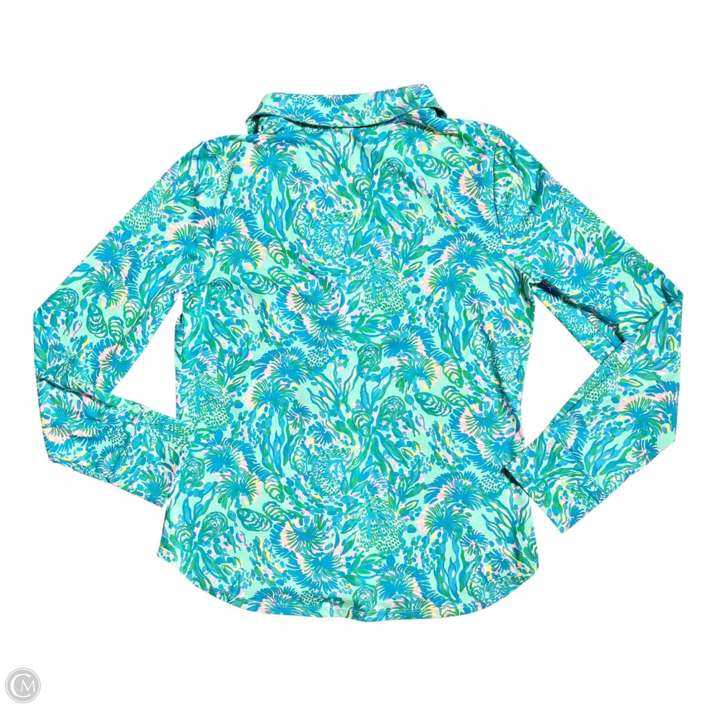 Top Long Sleeve Designer By Lilly Pulitzer In Blue & Green, Size: M