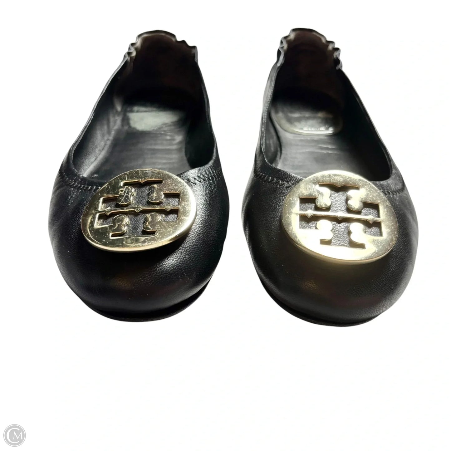 Shoes Designer By Tory Burch In Black & Gold, Size: 9