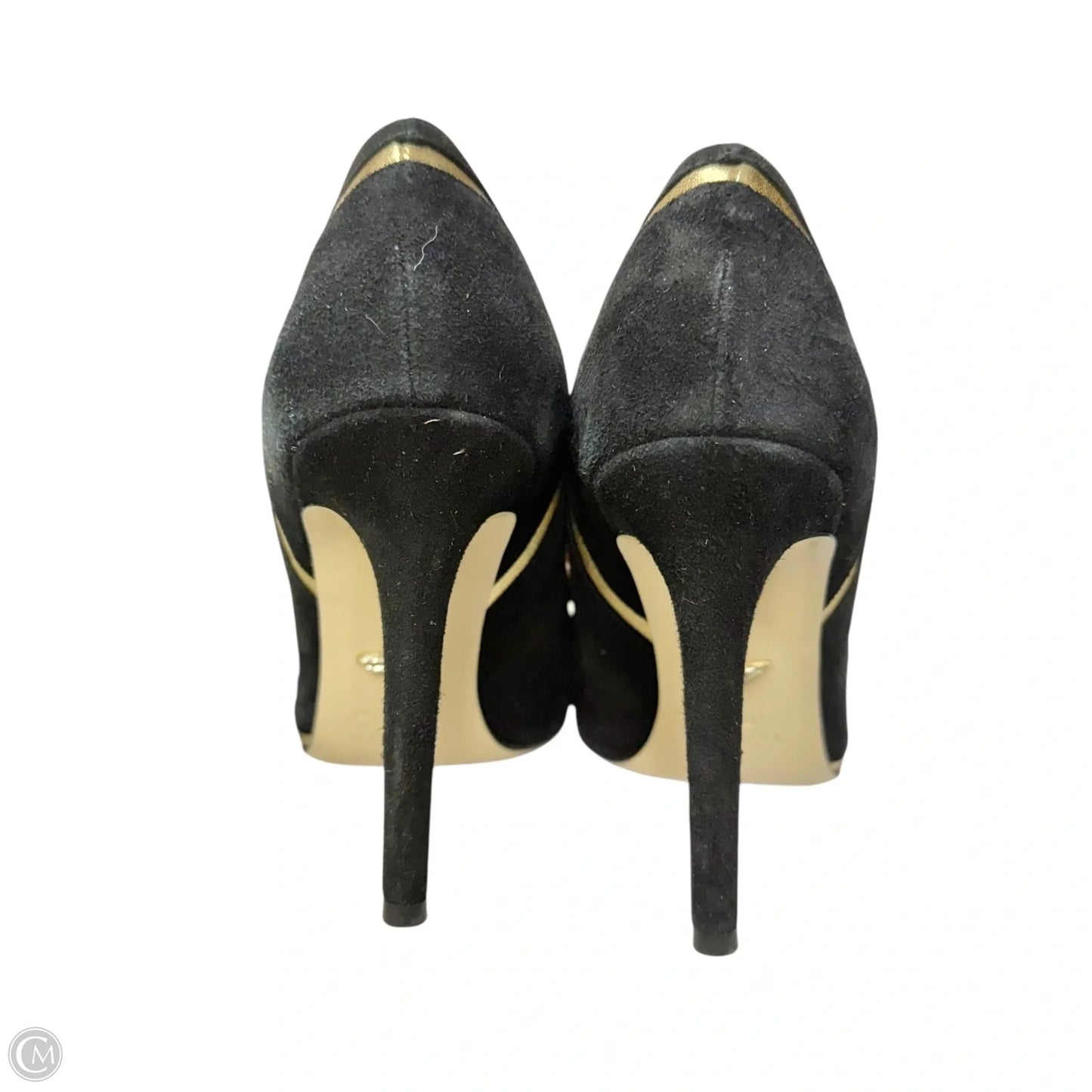 Shoes Designer By Diane Von Furstenberg In Black & Gold, Size: 6.5
