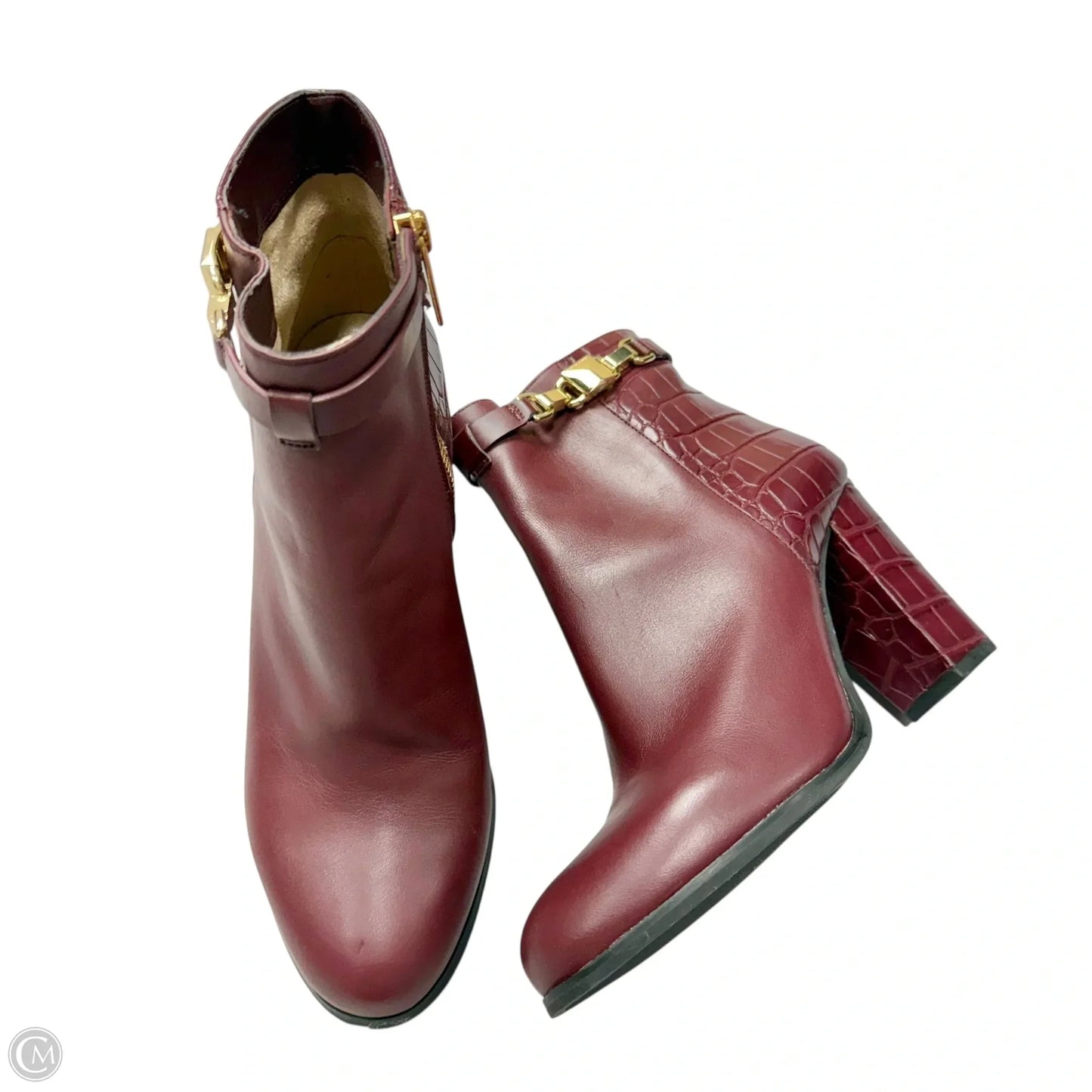 Boots Ankle Heels By Michael By Michael Kors In Maroon, Size: 7.5