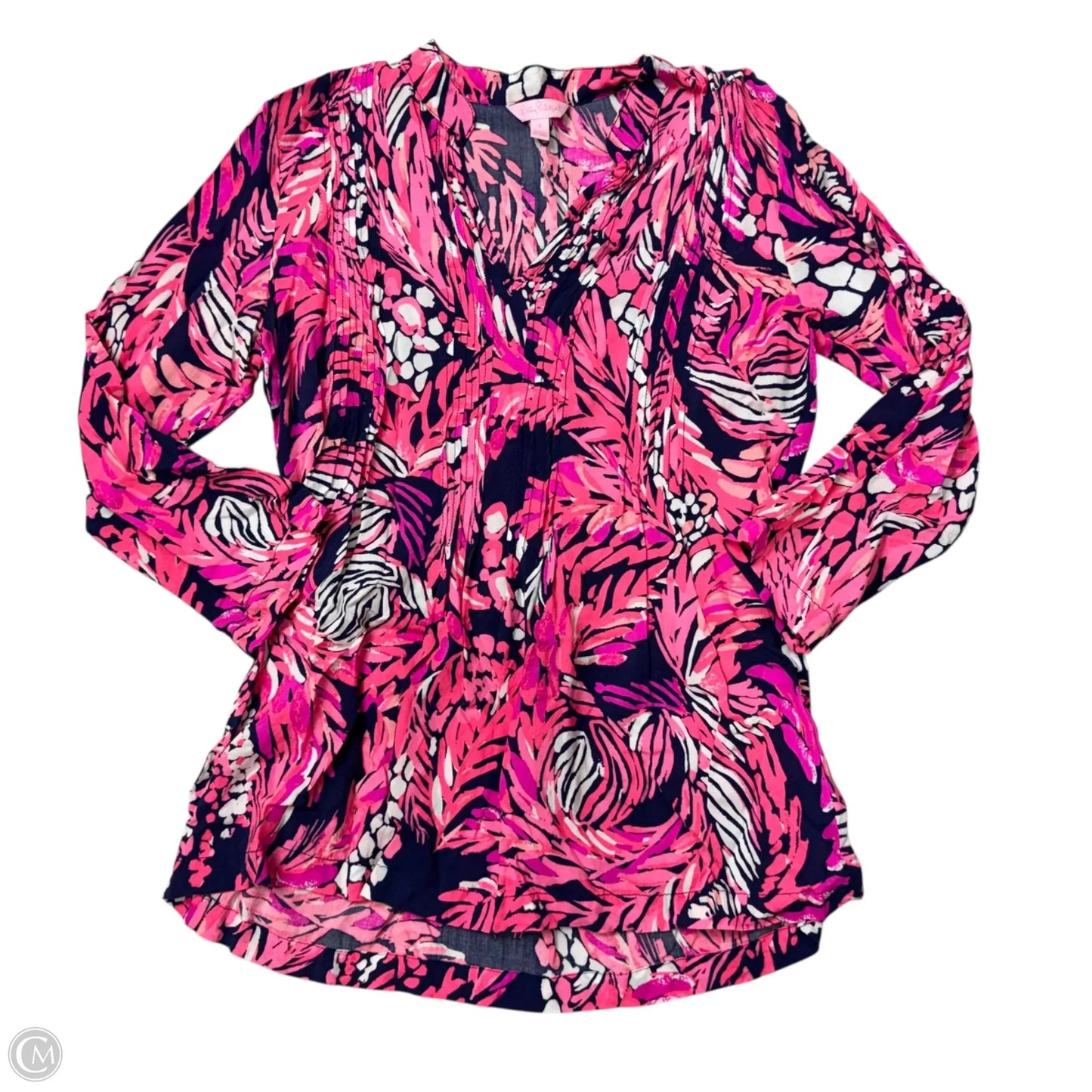 Top Long Sleeve Designer By Lilly Pulitzer In Blue & Pink, Size: S