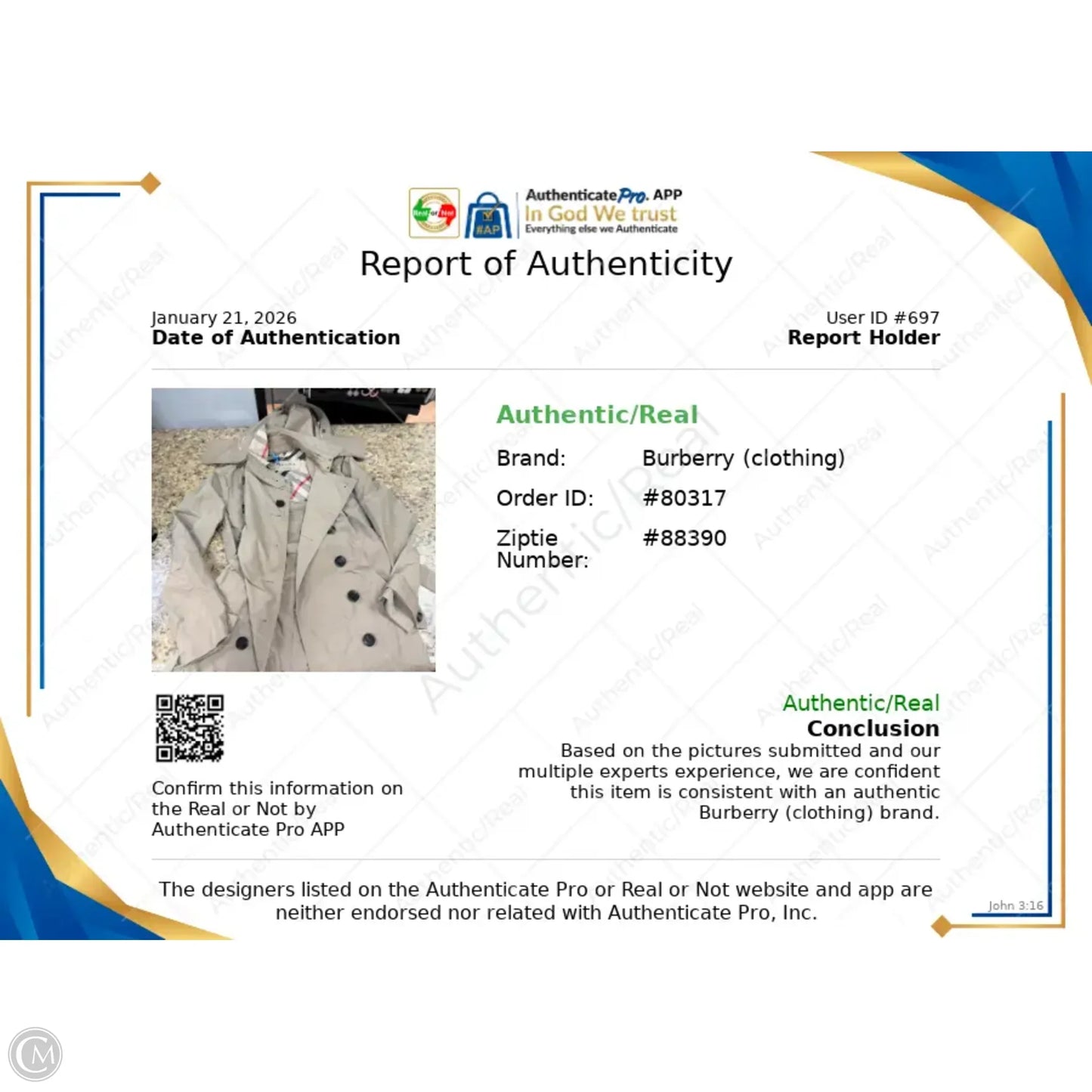 Coat Luxury Designer By Burberry In Tan, Size: S