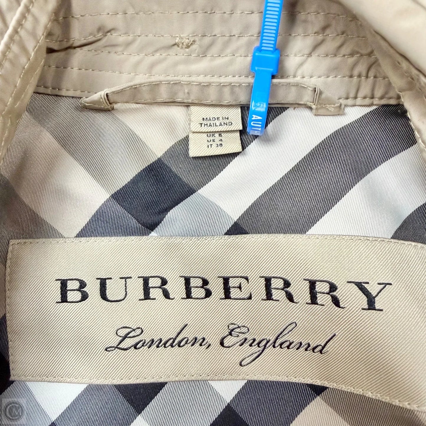 Coat Luxury Designer By Burberry In Tan, Size: S