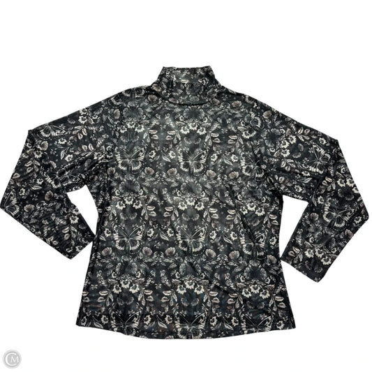 Top Long Sleeve By Anthropologie In Grey & White, Size: 1x