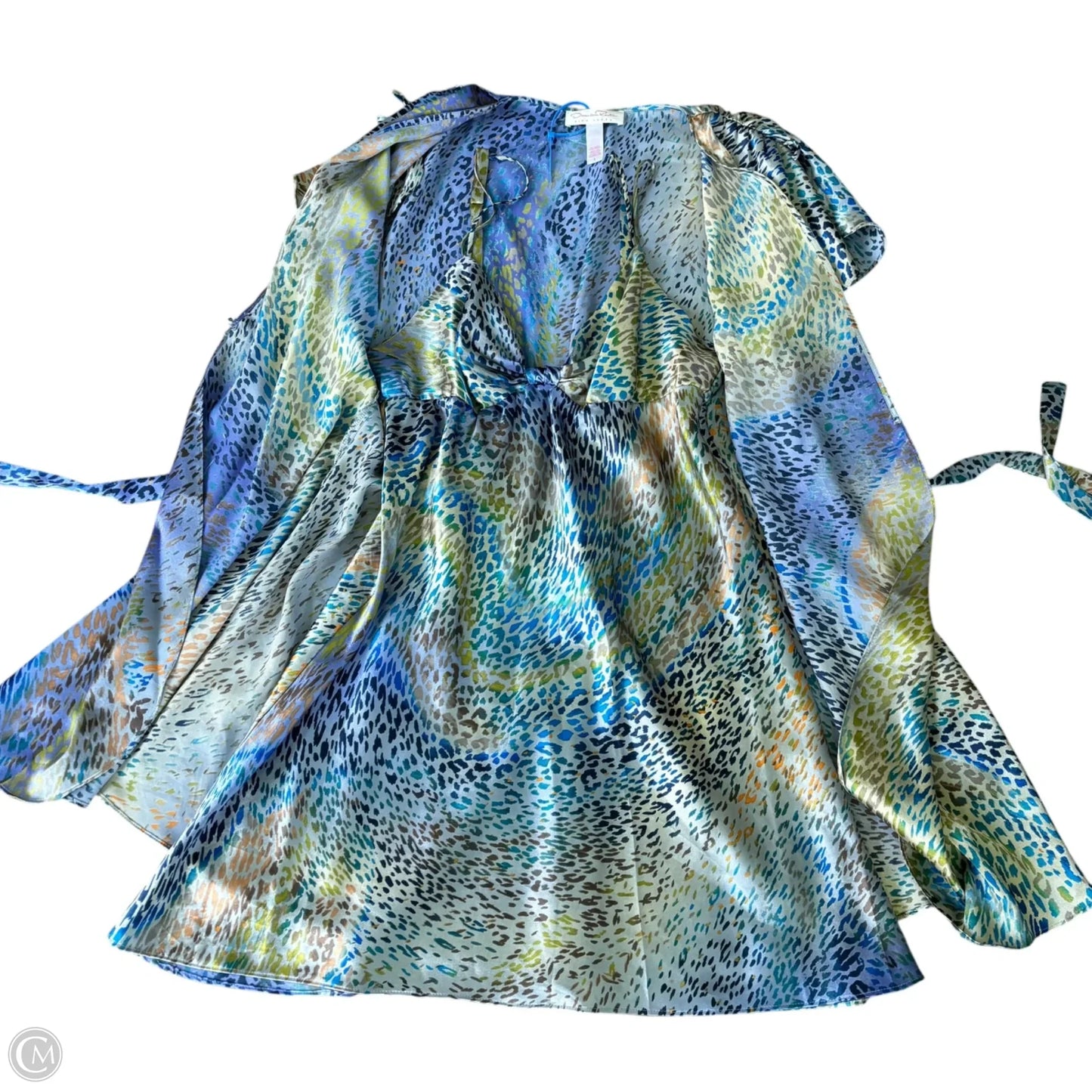 Pajamas Luxury Designer By Oscar De La Renta In Blue & Green, Size: L
