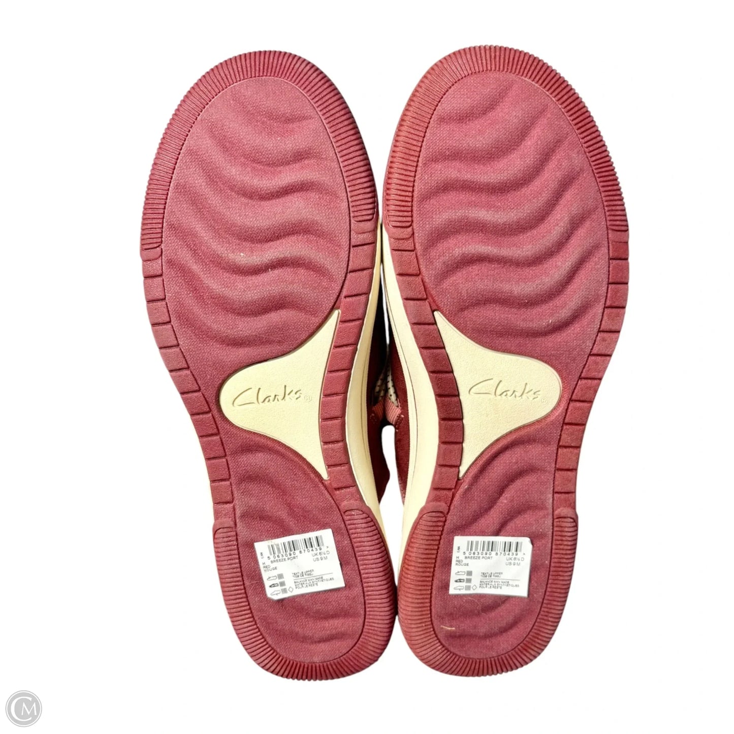 Shoes Flats By Clarks In Maroon, Size: 9