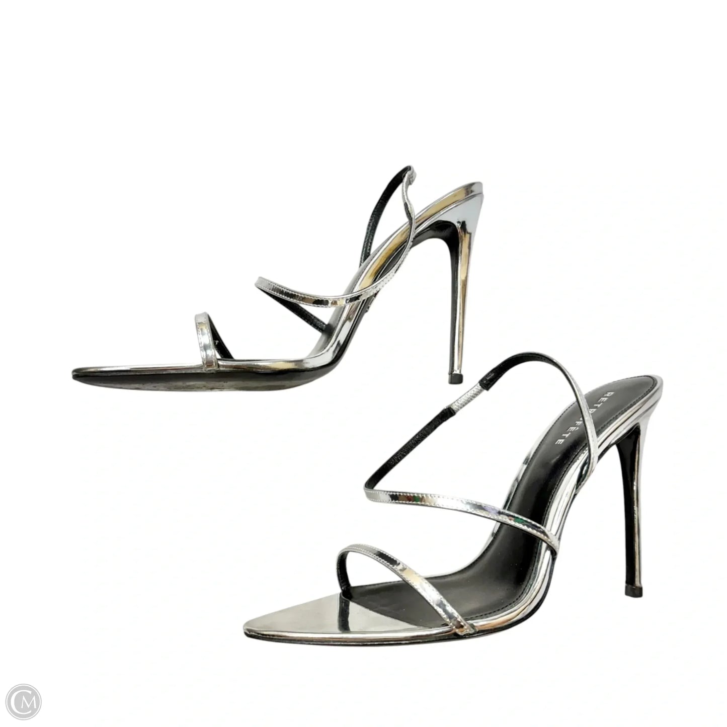 Sandals Heels Stiletto By Retrofete In Silver, Size: 10