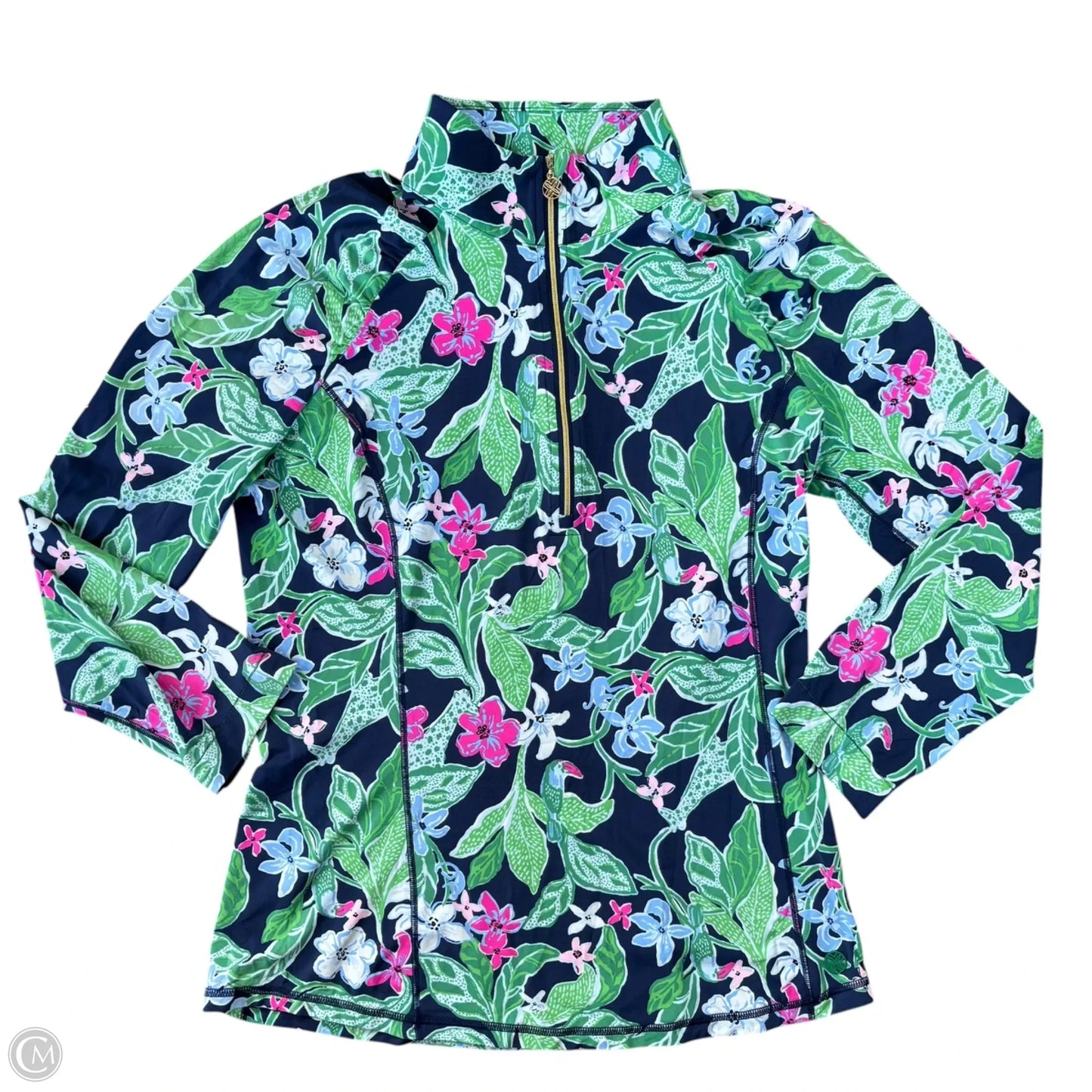 Top Long Sleeve Designer By Lilly Pulitzer In Blue & Green, Size: L