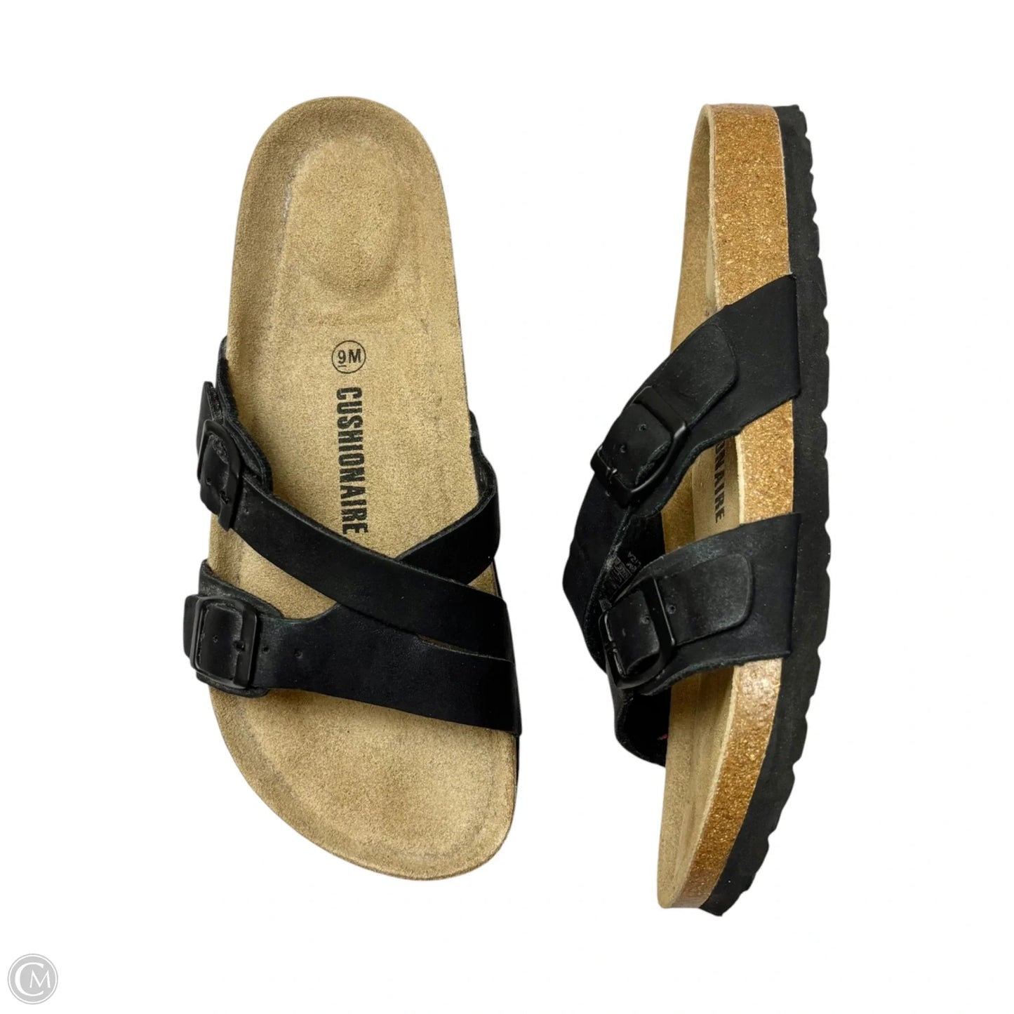 Sandals Flats By Cushionaire In Black & Brown, Size: 9
