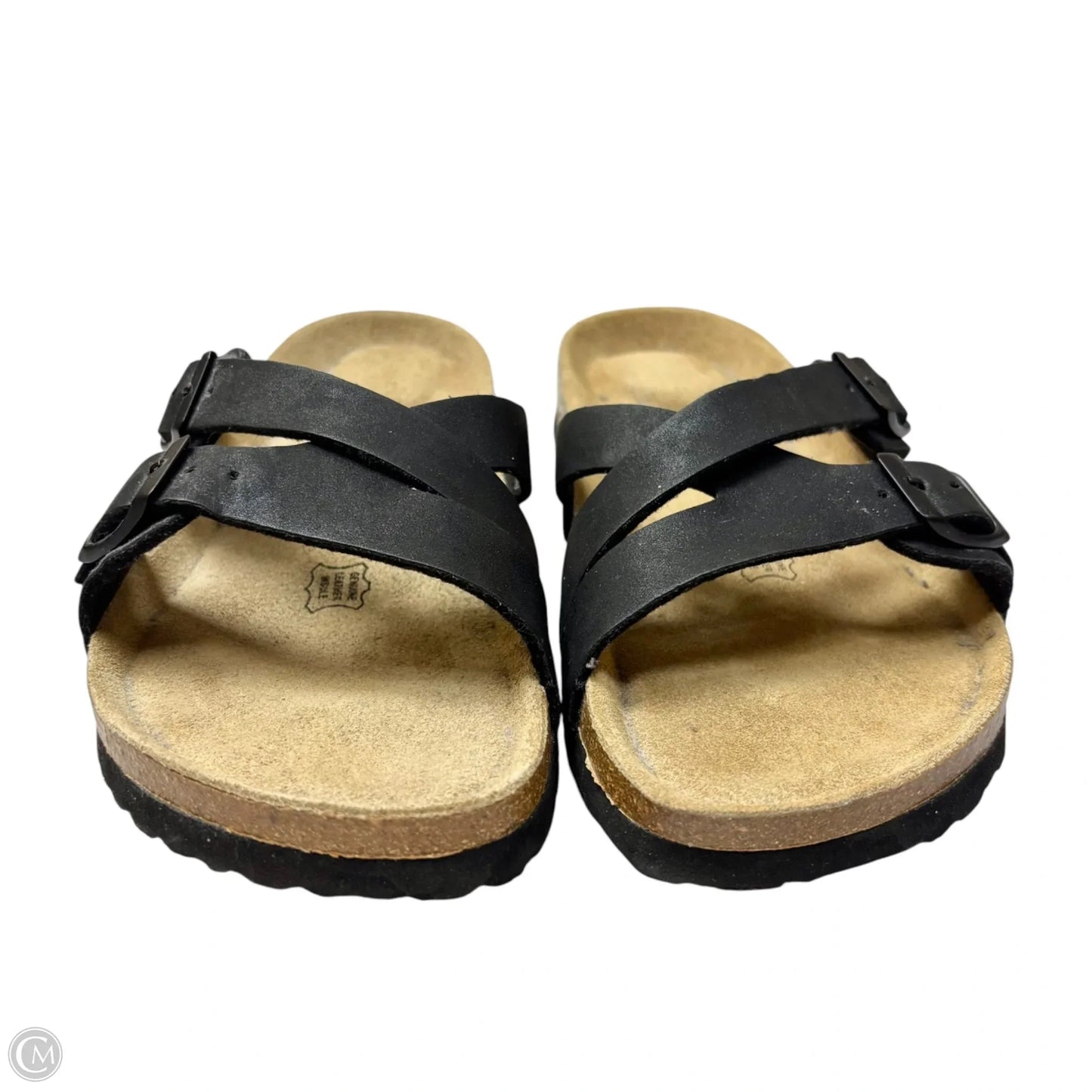 Sandals Flats By Cushionaire In Black & Brown, Size: 9