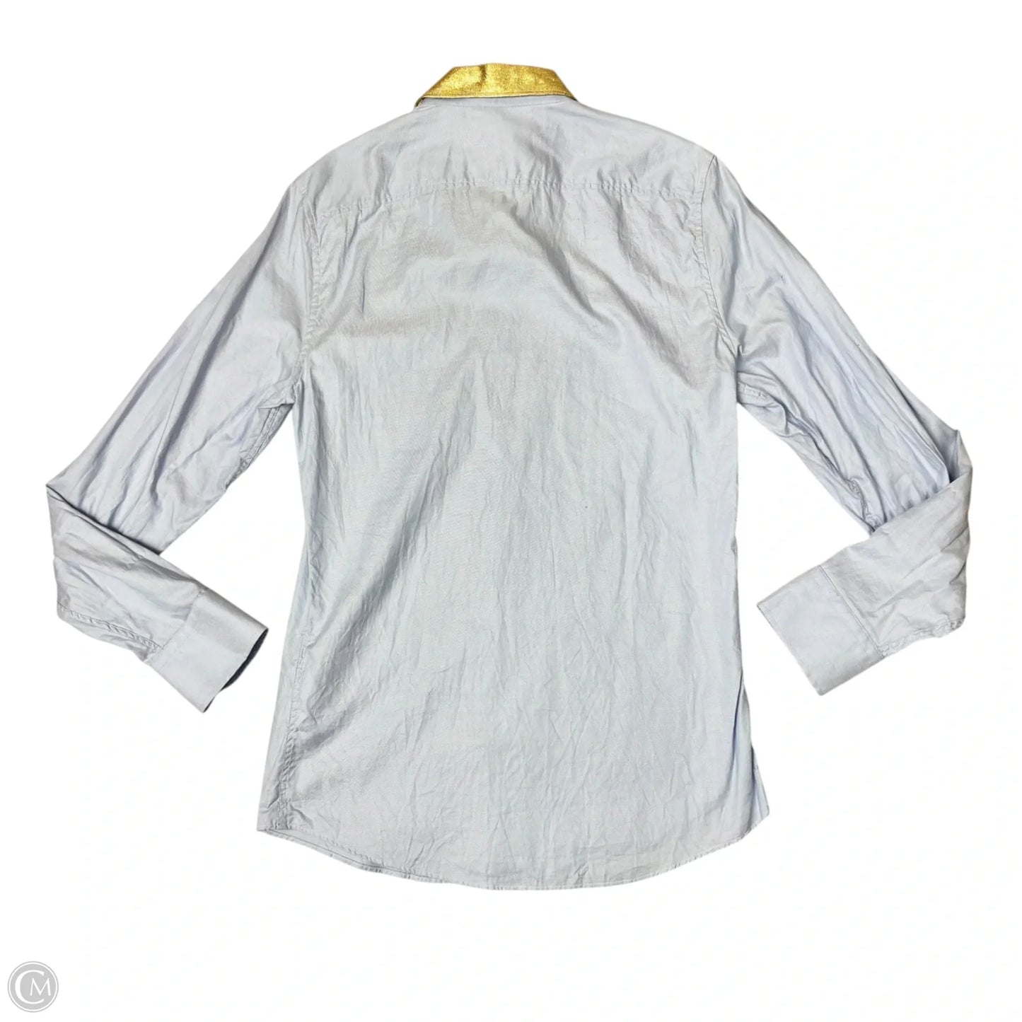 Top Long Sleeve Luxury Designer By Gucci In Blue & Gold, Size: M