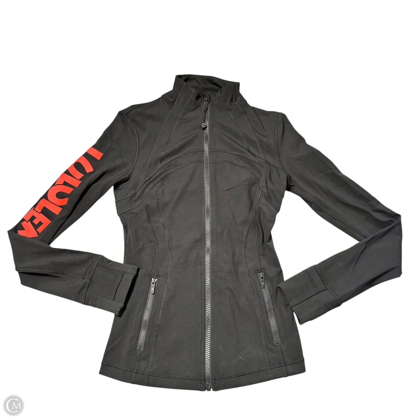 Athletic Jacket By Lululemon In Black & Red, Size: S