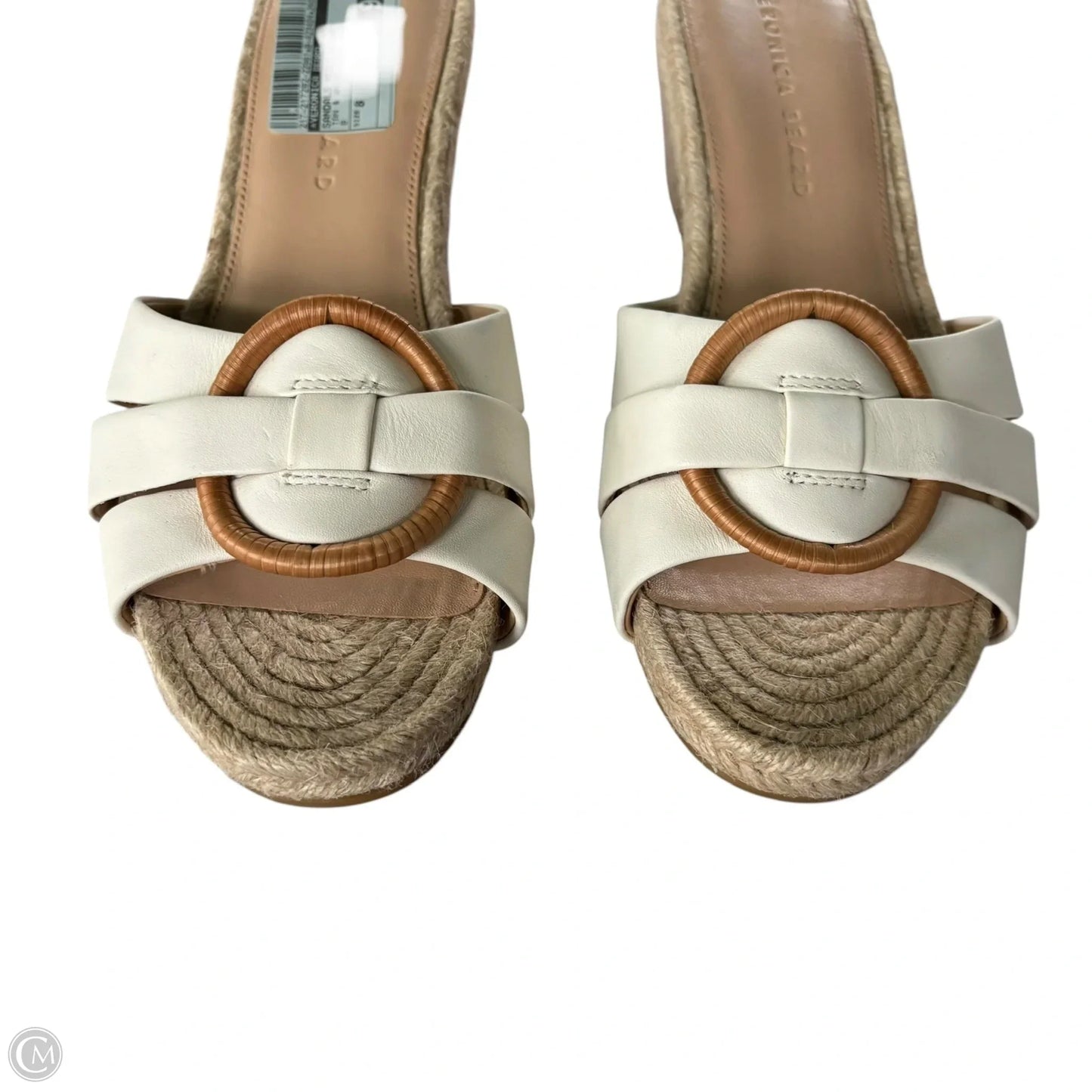 Sandals Heels Wedge By Veronica Beard In Tan & White, Size: 8