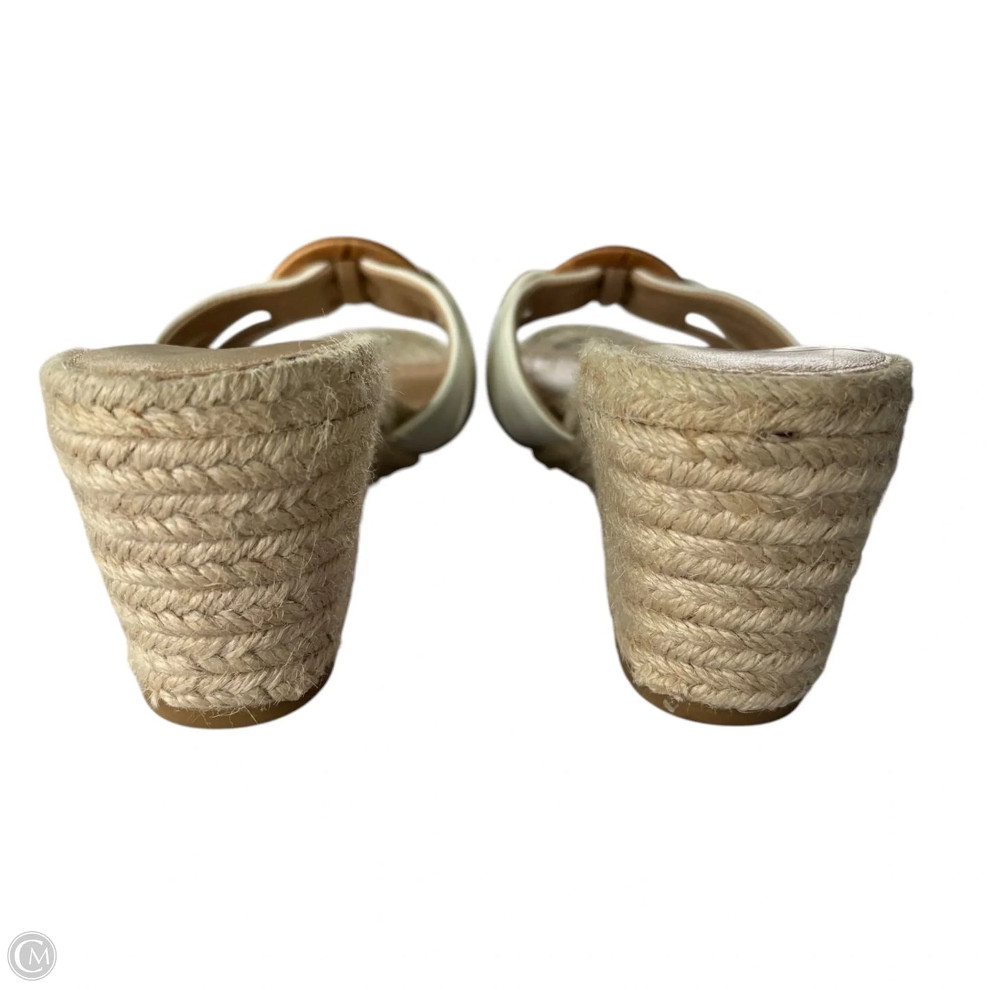 Sandals Heels Wedge By Veronica Beard In Tan & White, Size: 8