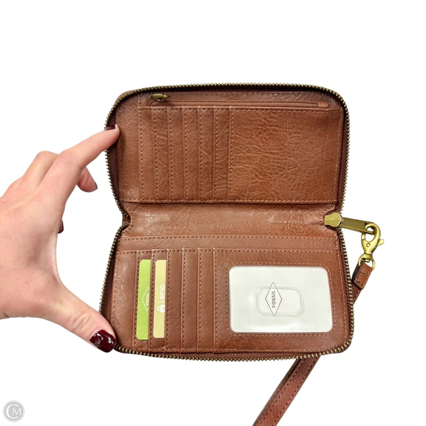 Wallet Leather By Fossil, Size: Medium
