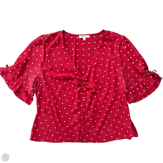Blouse Short Sleeve By Madewell In Red, Size: L